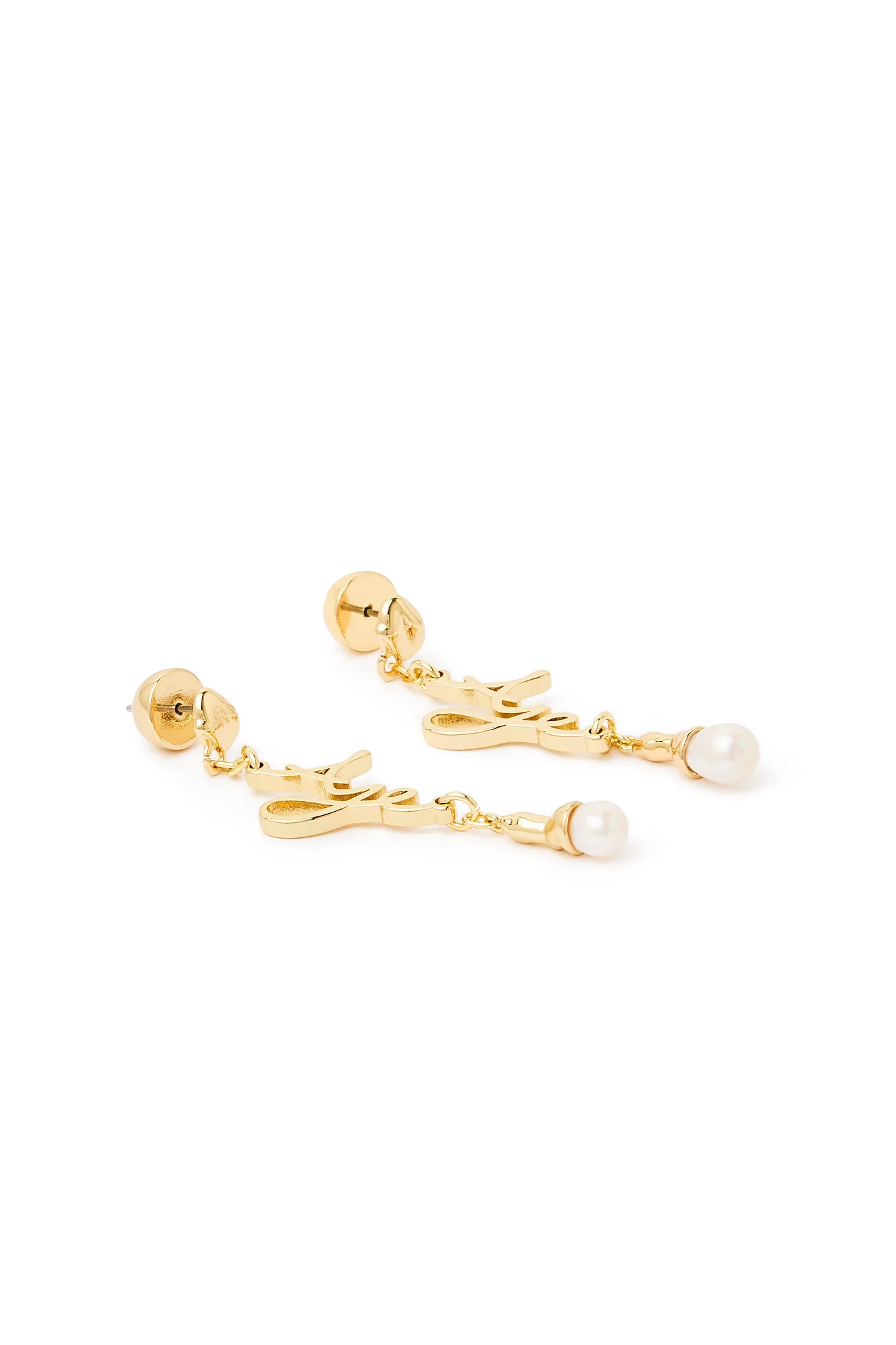 Larissa Logo Pearl Drop Stud