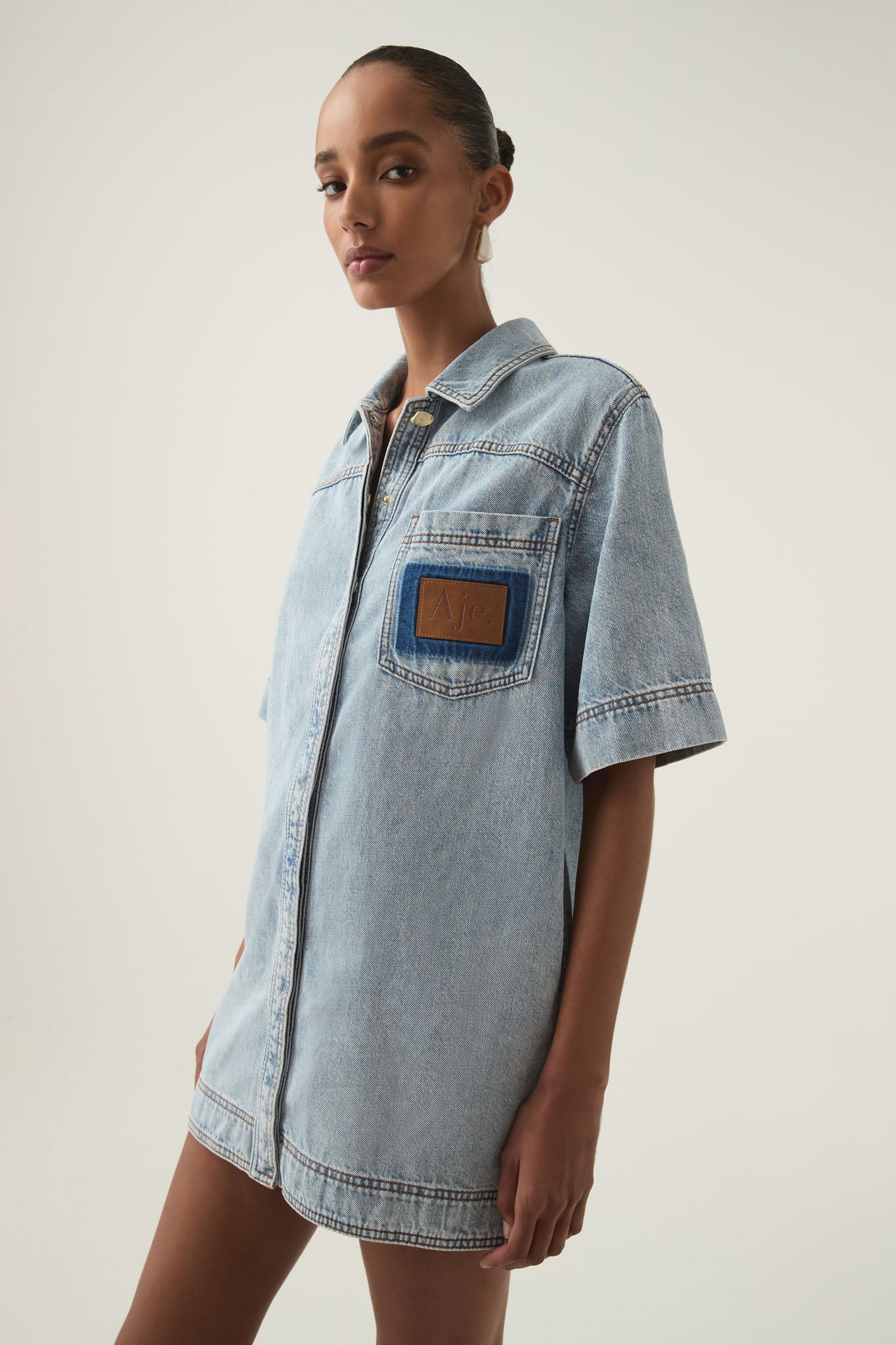 Aura Denim Mini Tunic Dress