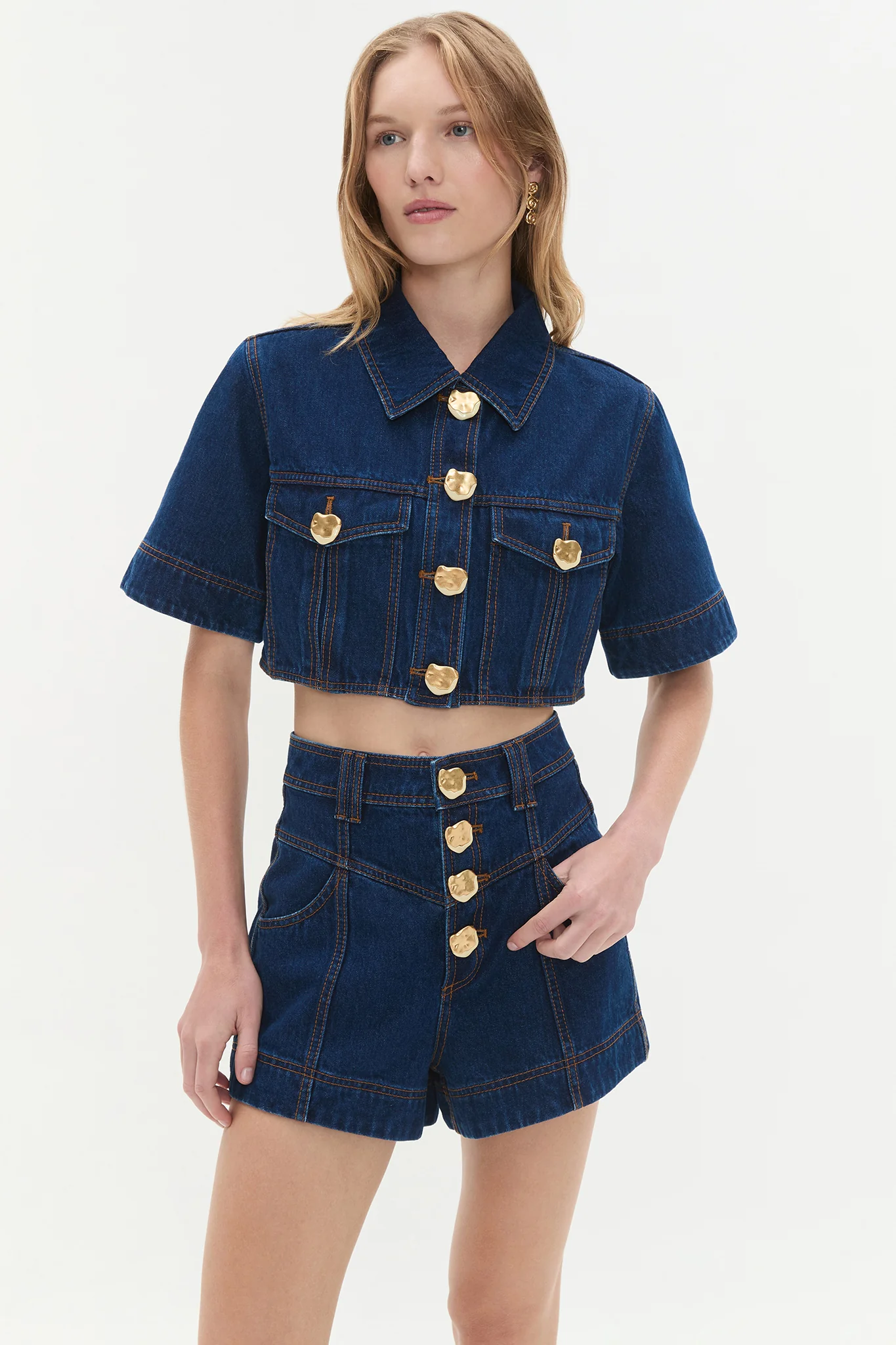 Gianna Denim Cropped Top