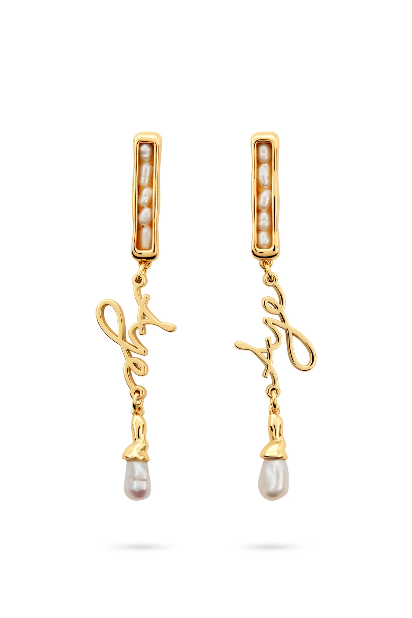 Iria Pearl Drop Logo Stud