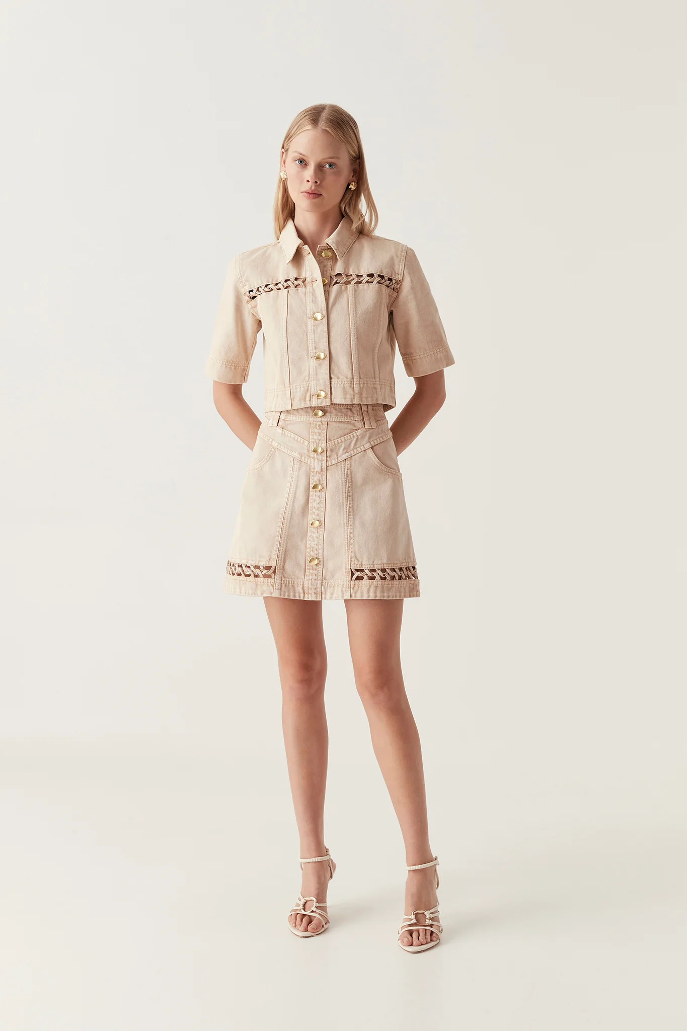 Effie Braid Denim Mini Skirt