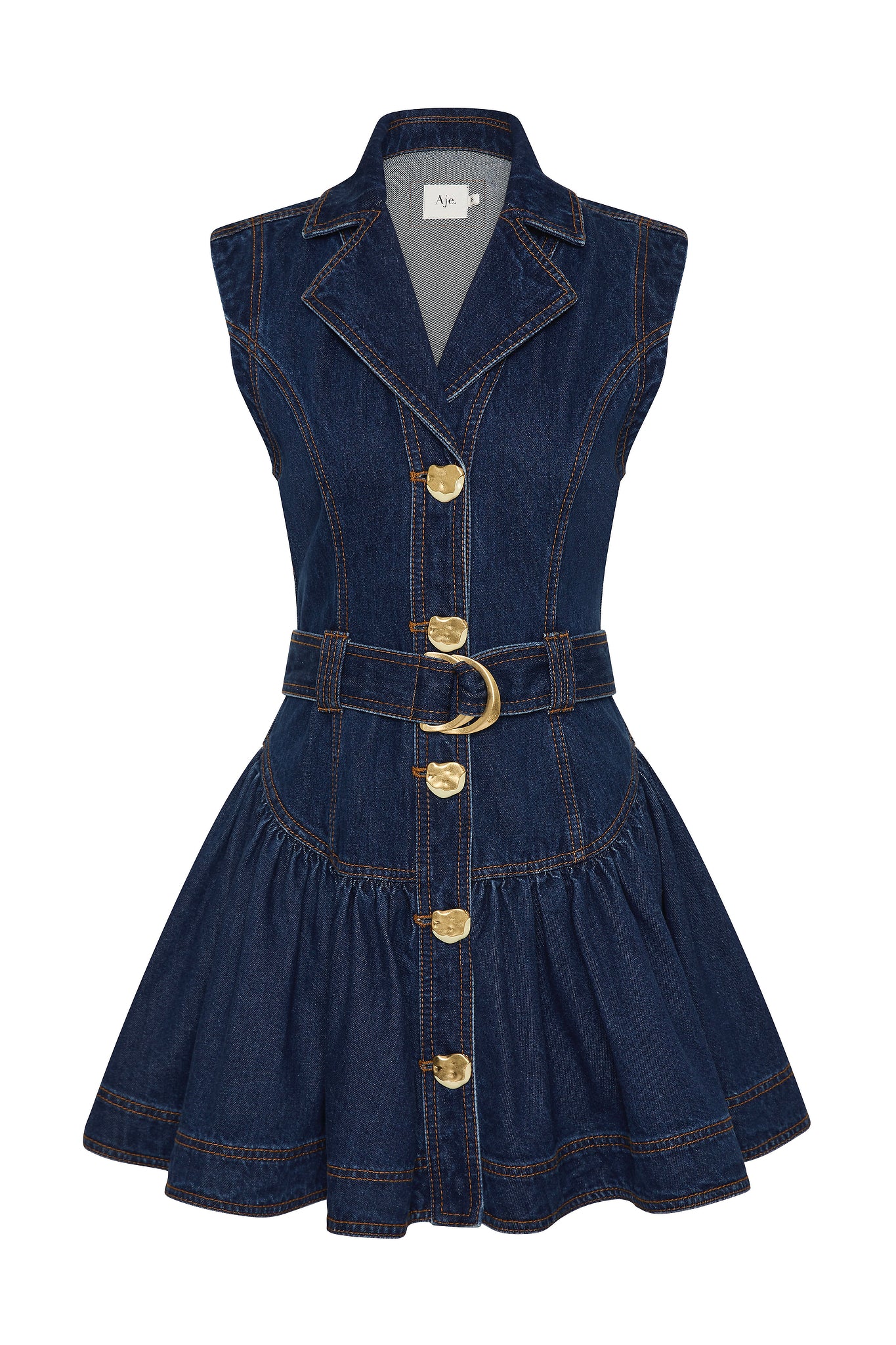 Elena Belted Denim Mini Dress
