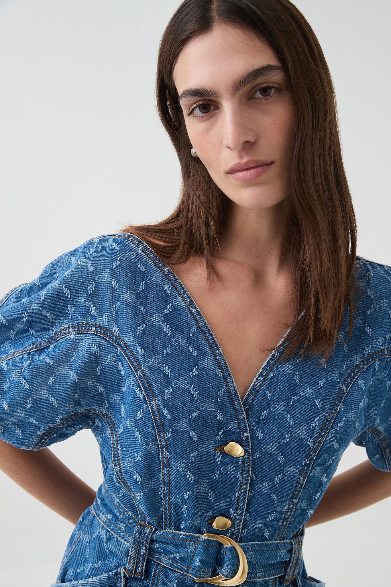 Check Denim Mini Dress