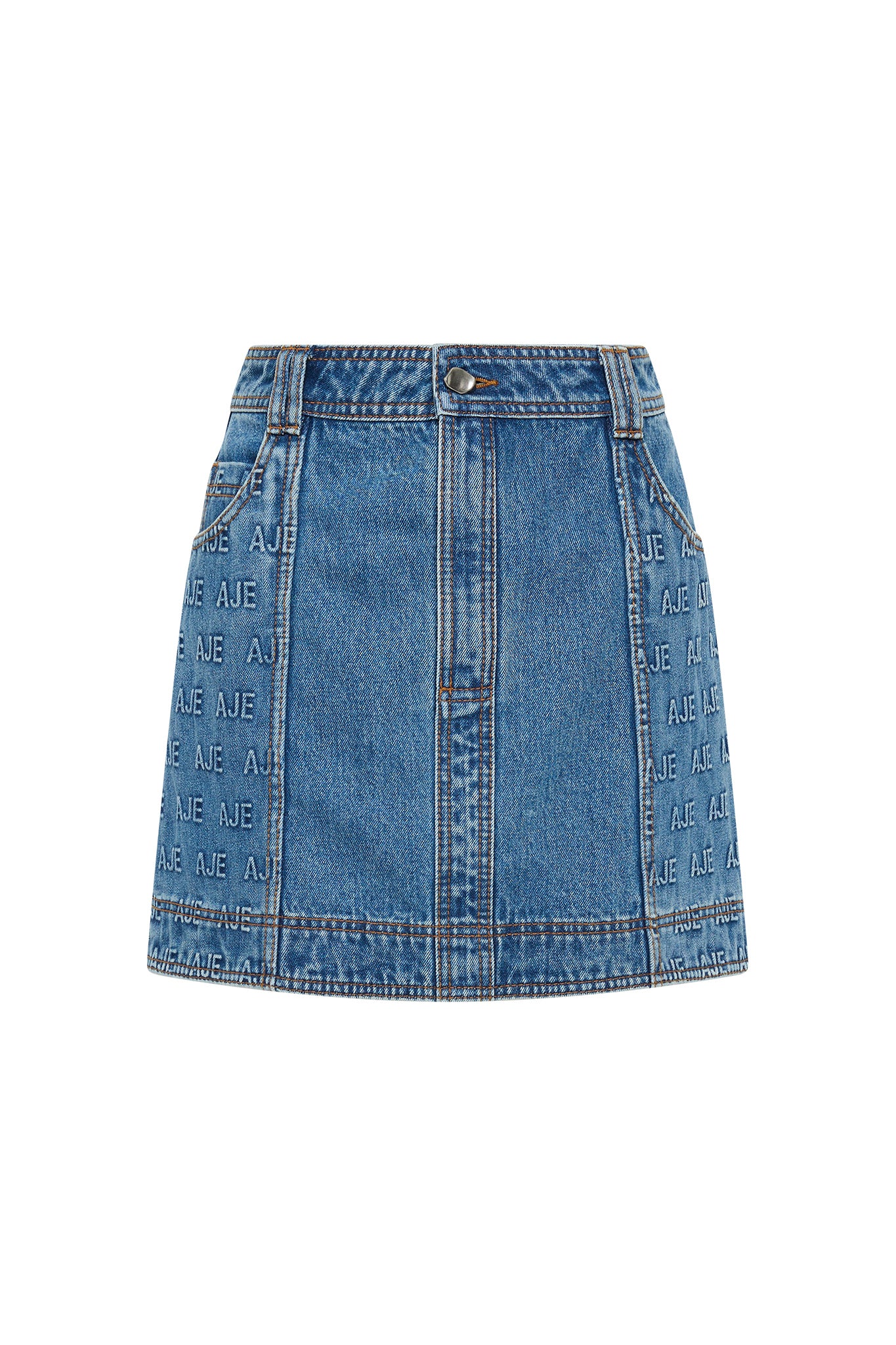 Nika Logo Denim Mini Skirt
