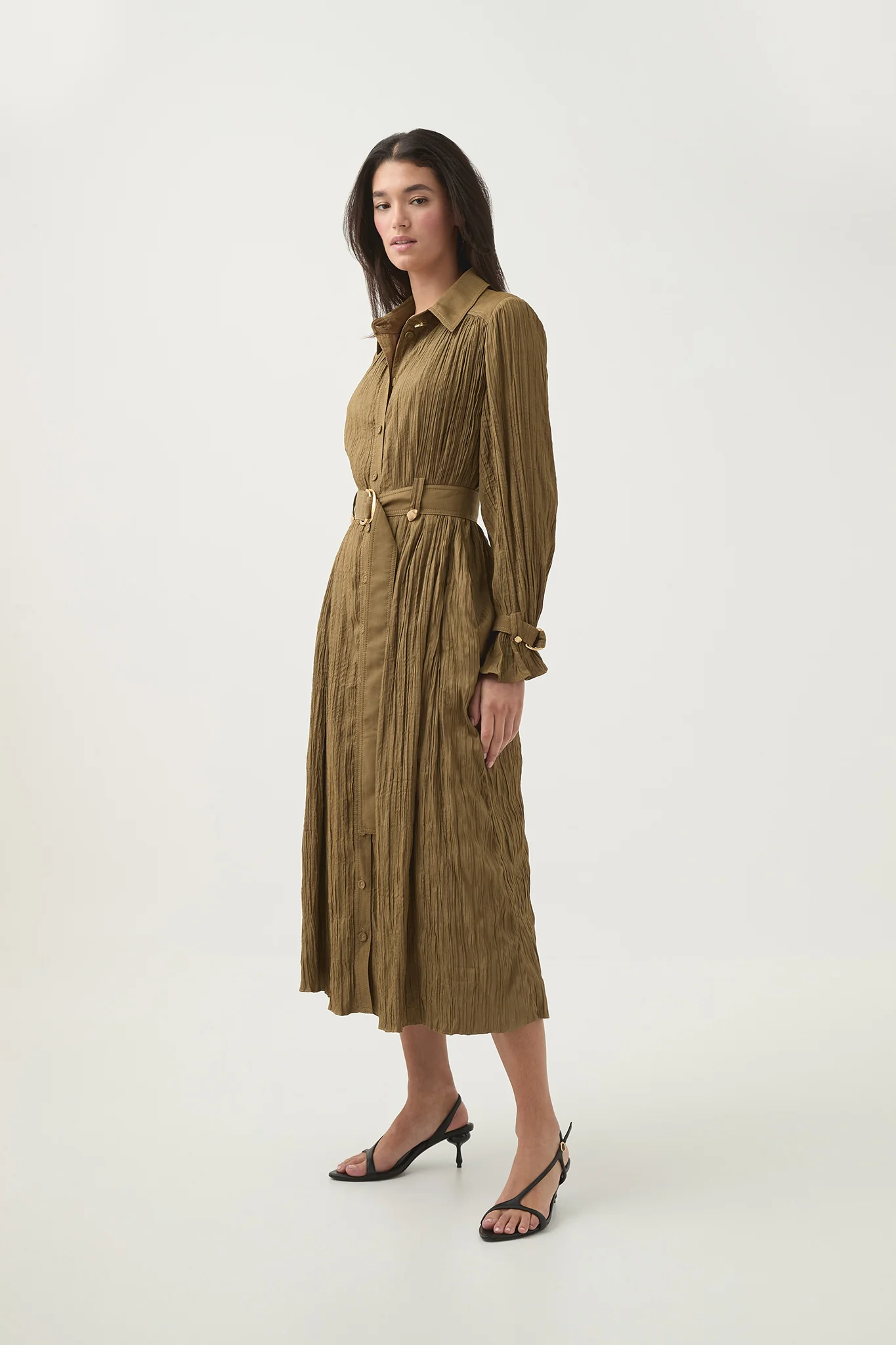 Bays Crushed Pleat Midi Dress