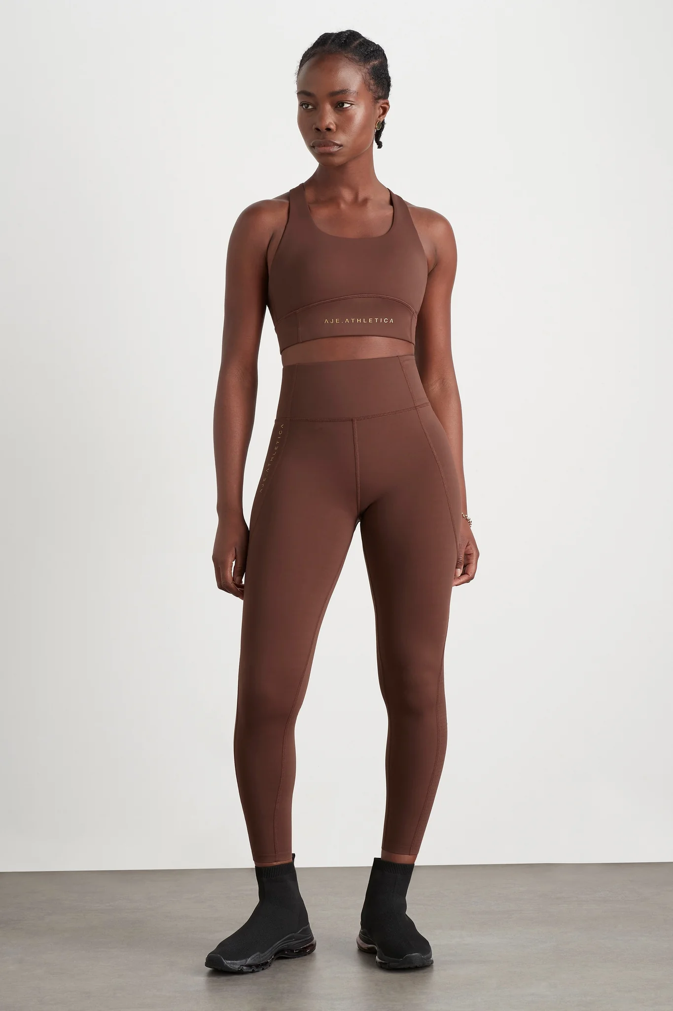 High Rise Perforated Hem Full Length Legging 227