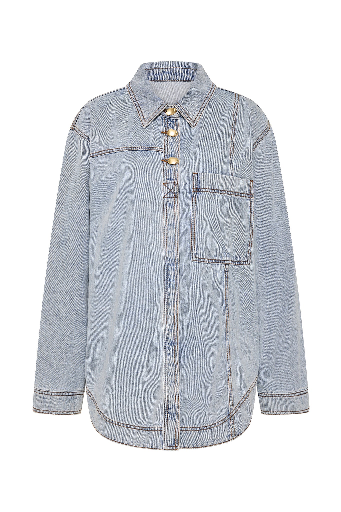 Outline Button Denim Shirt