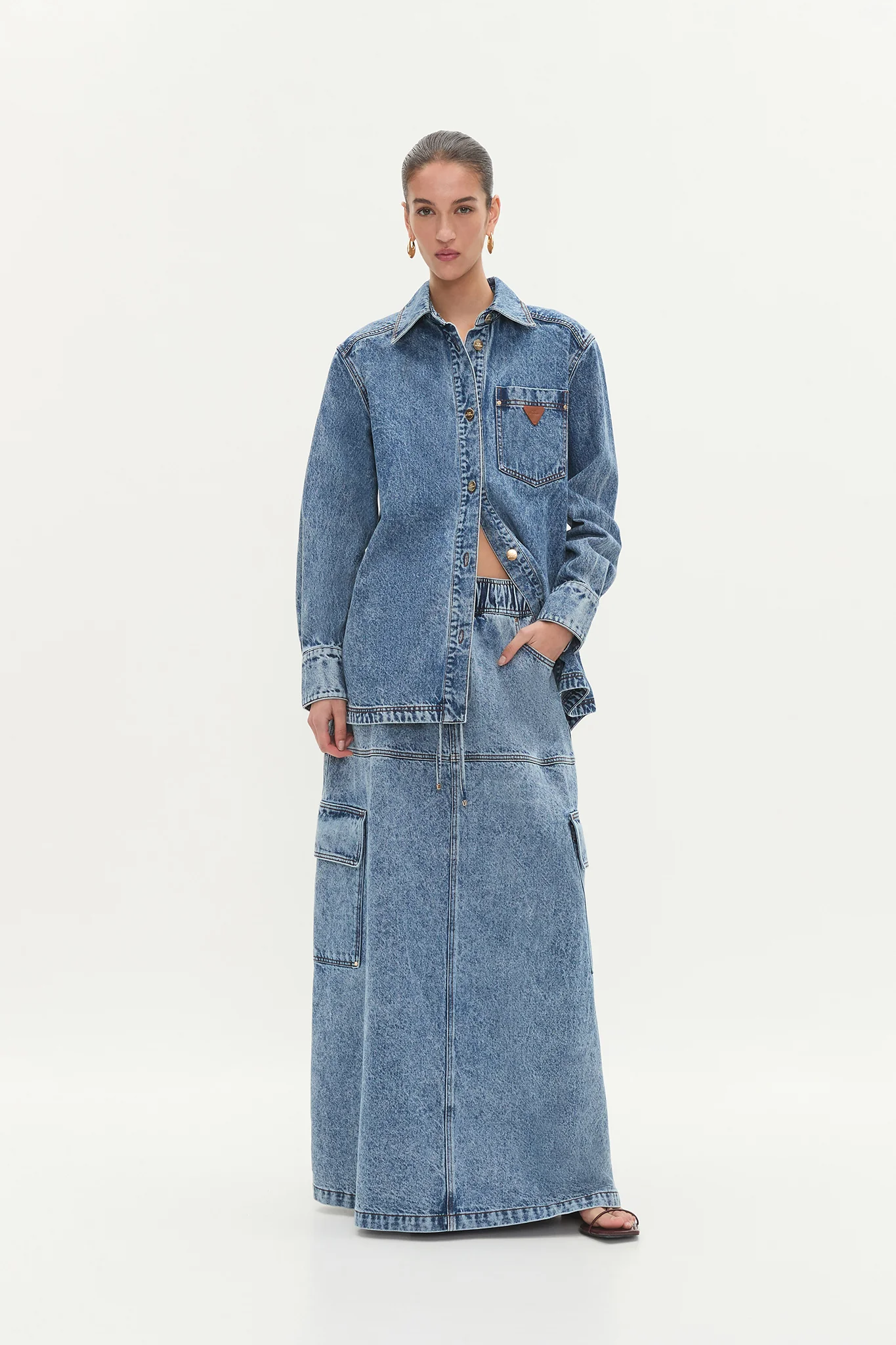 Blues Denim Maxi Skirt