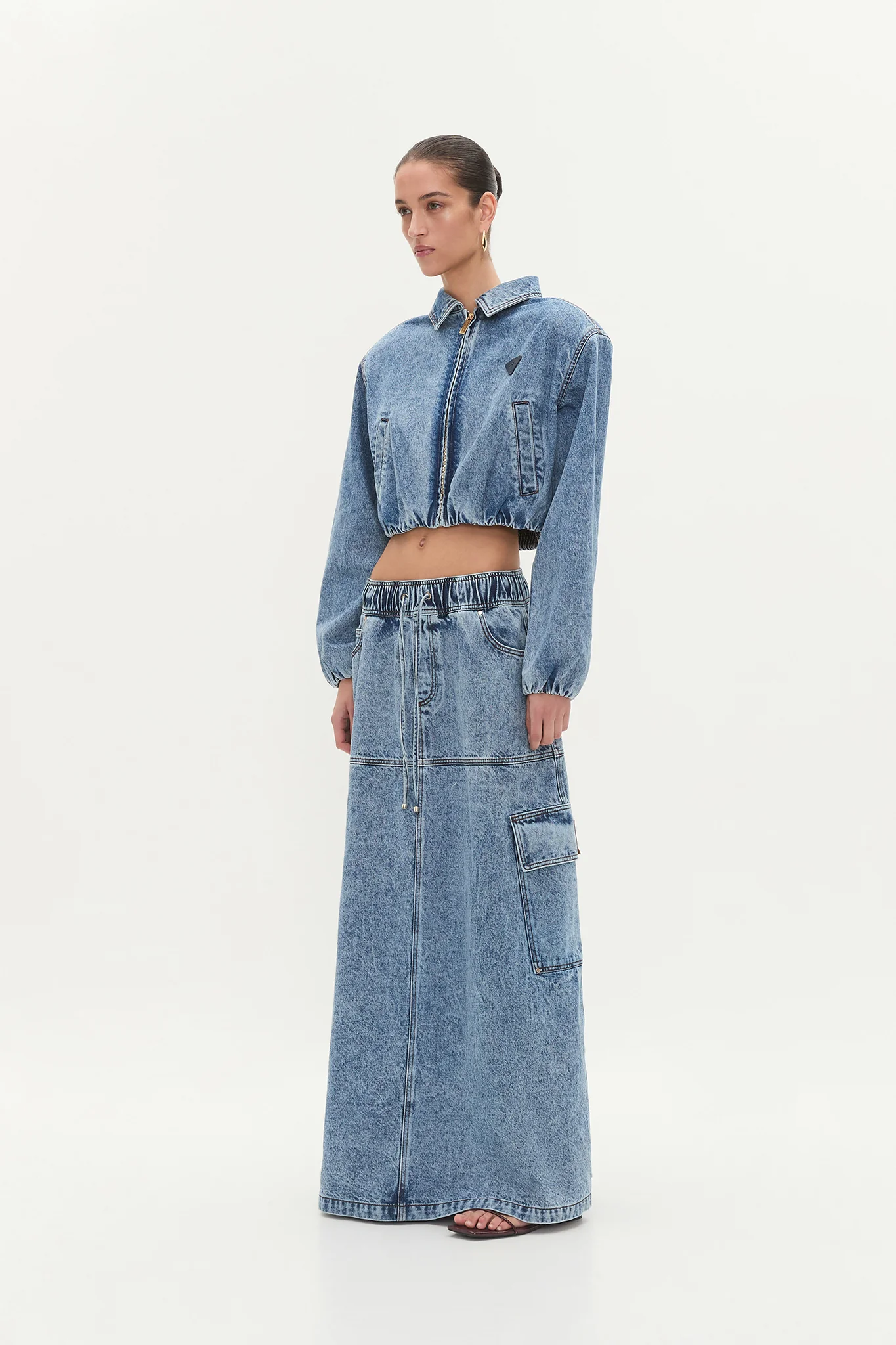 Blues Denim Cargo Bomber