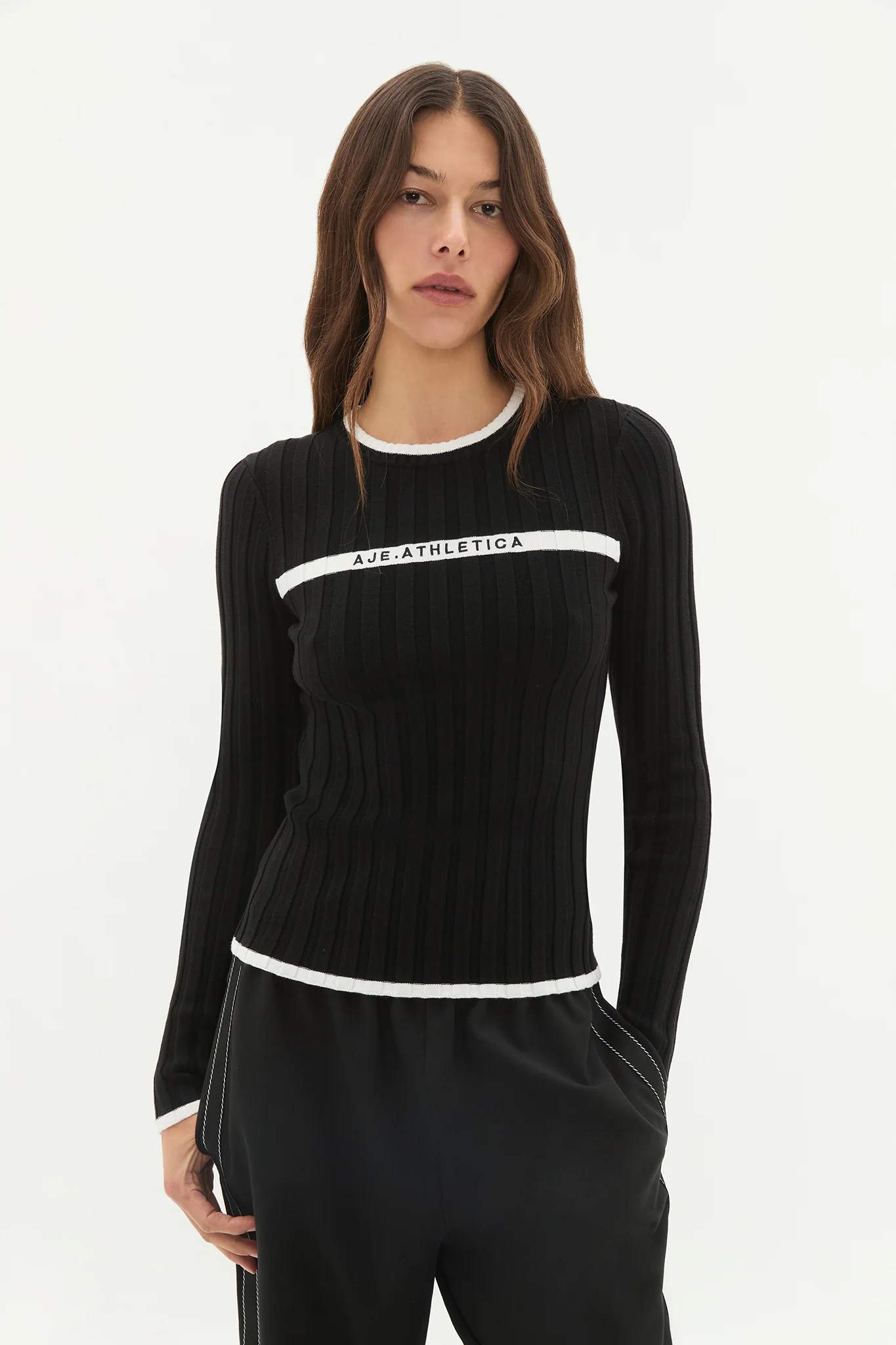 Contrast Long Sleeve Knit Top 438