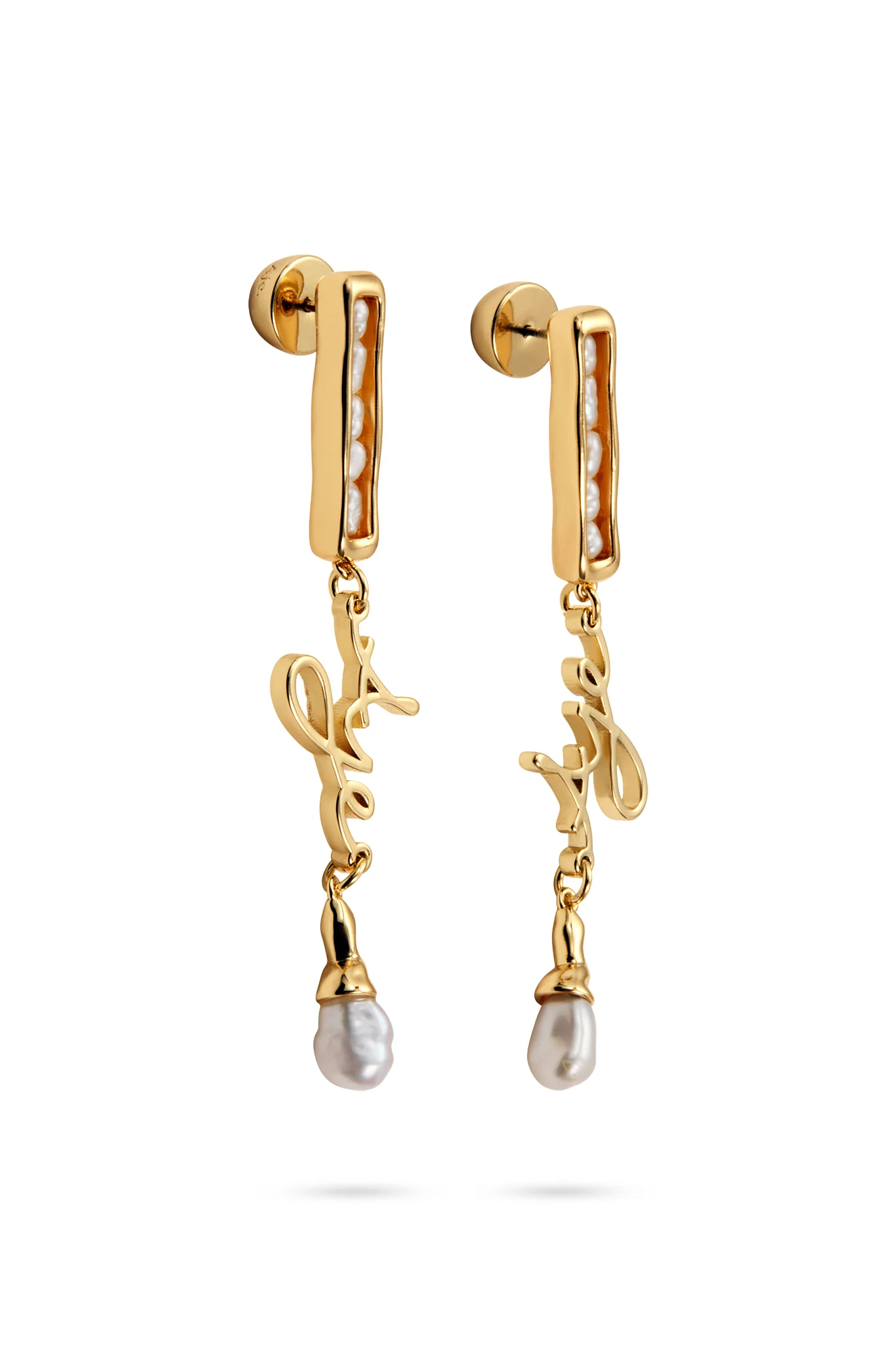 Iria Pearl Drop Logo Stud