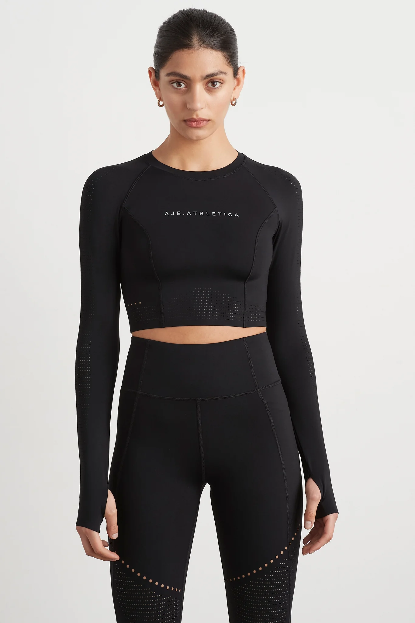 Perforated Long Sleeve Crop Top 340