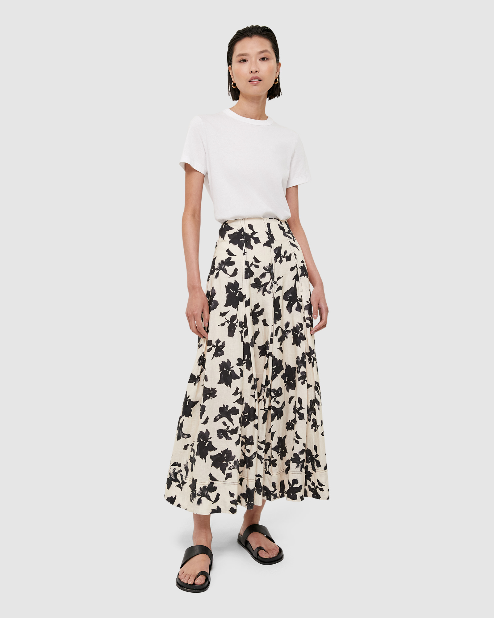 Ines Linen Midi Skirt