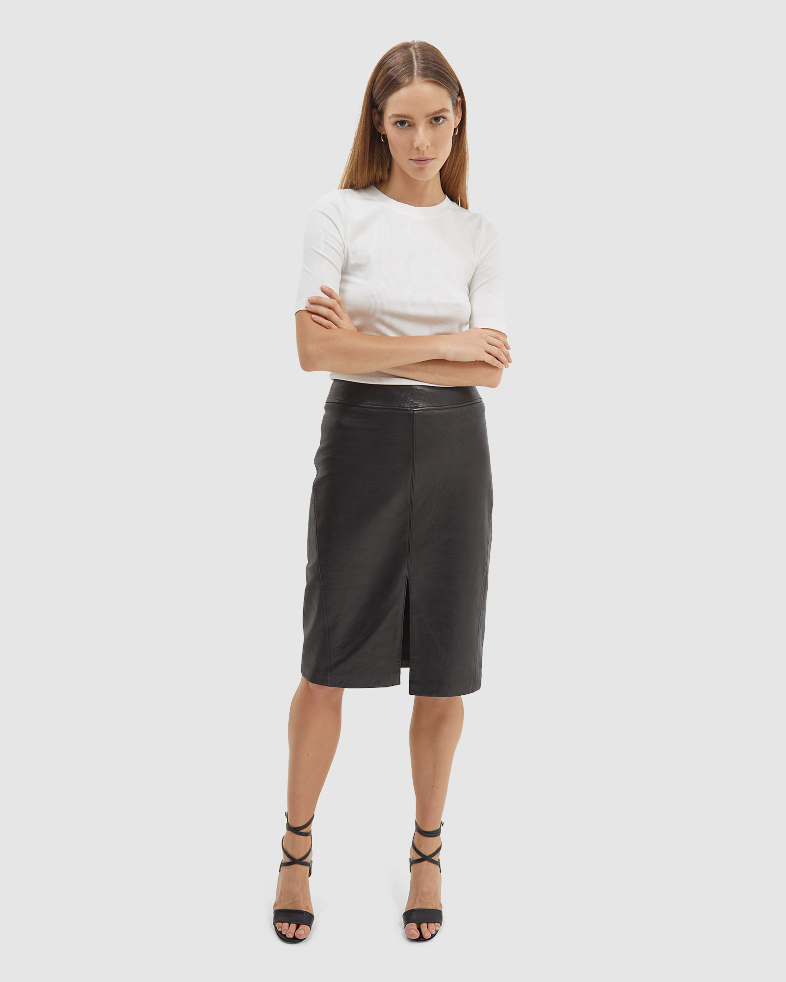 Lilia Leather Pencil Skirt