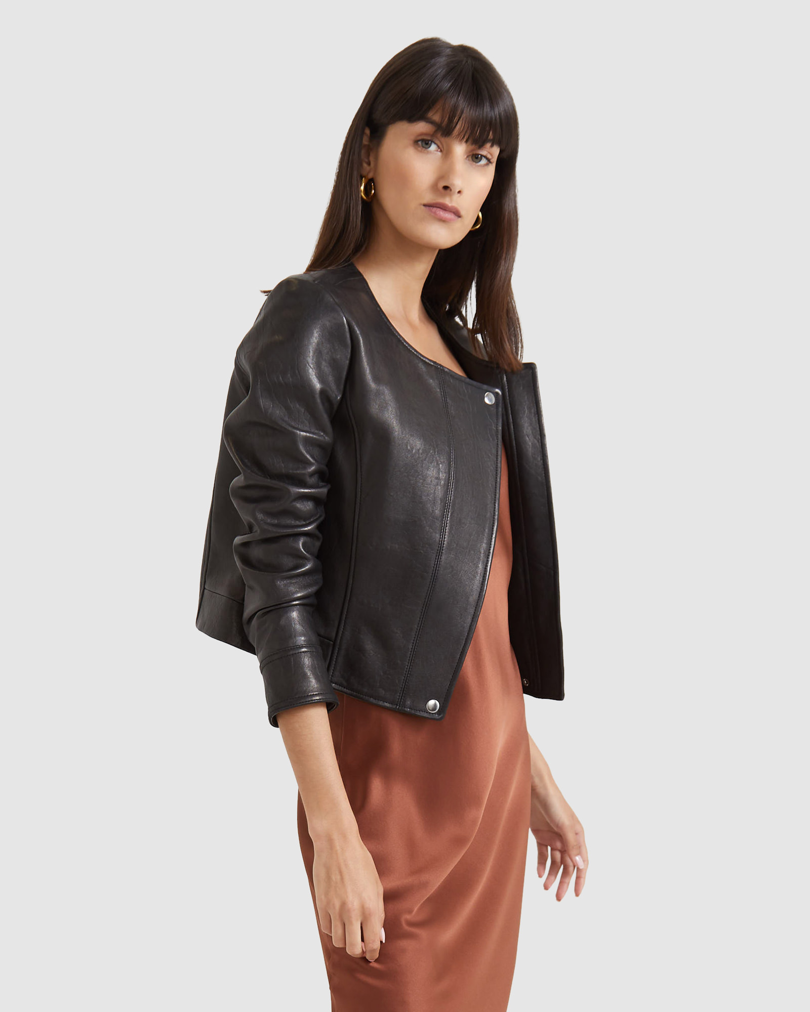 Lilia Leather Cropped Jacket