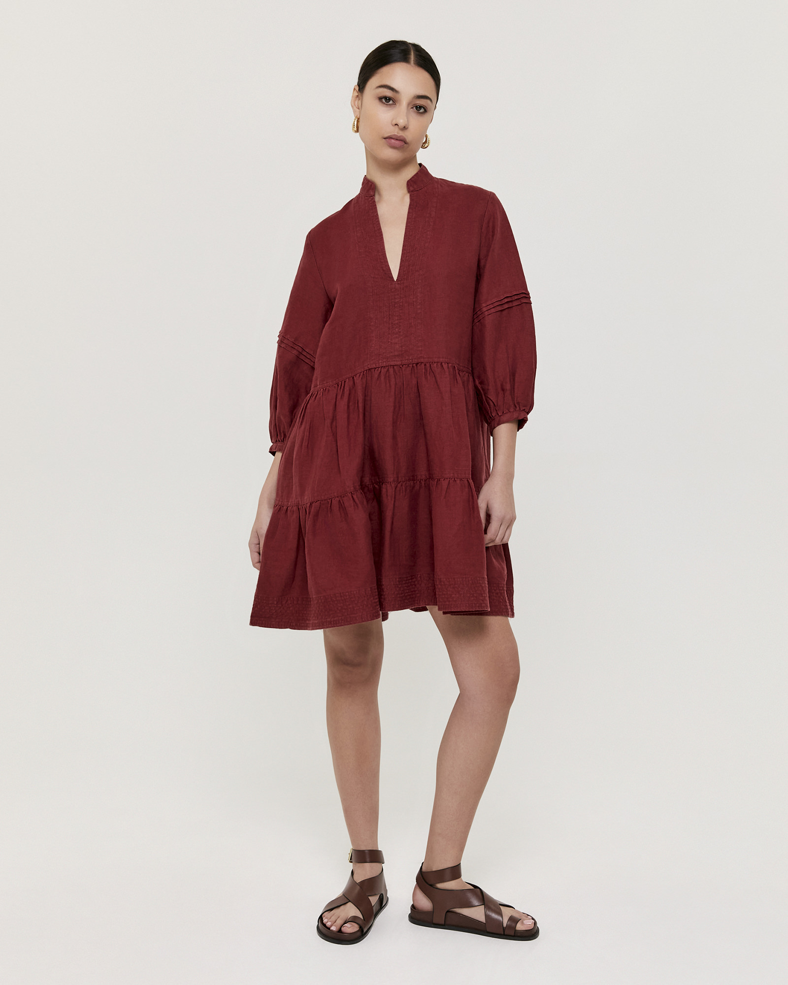 Lila Linen Puff Sleeve Mini Dress