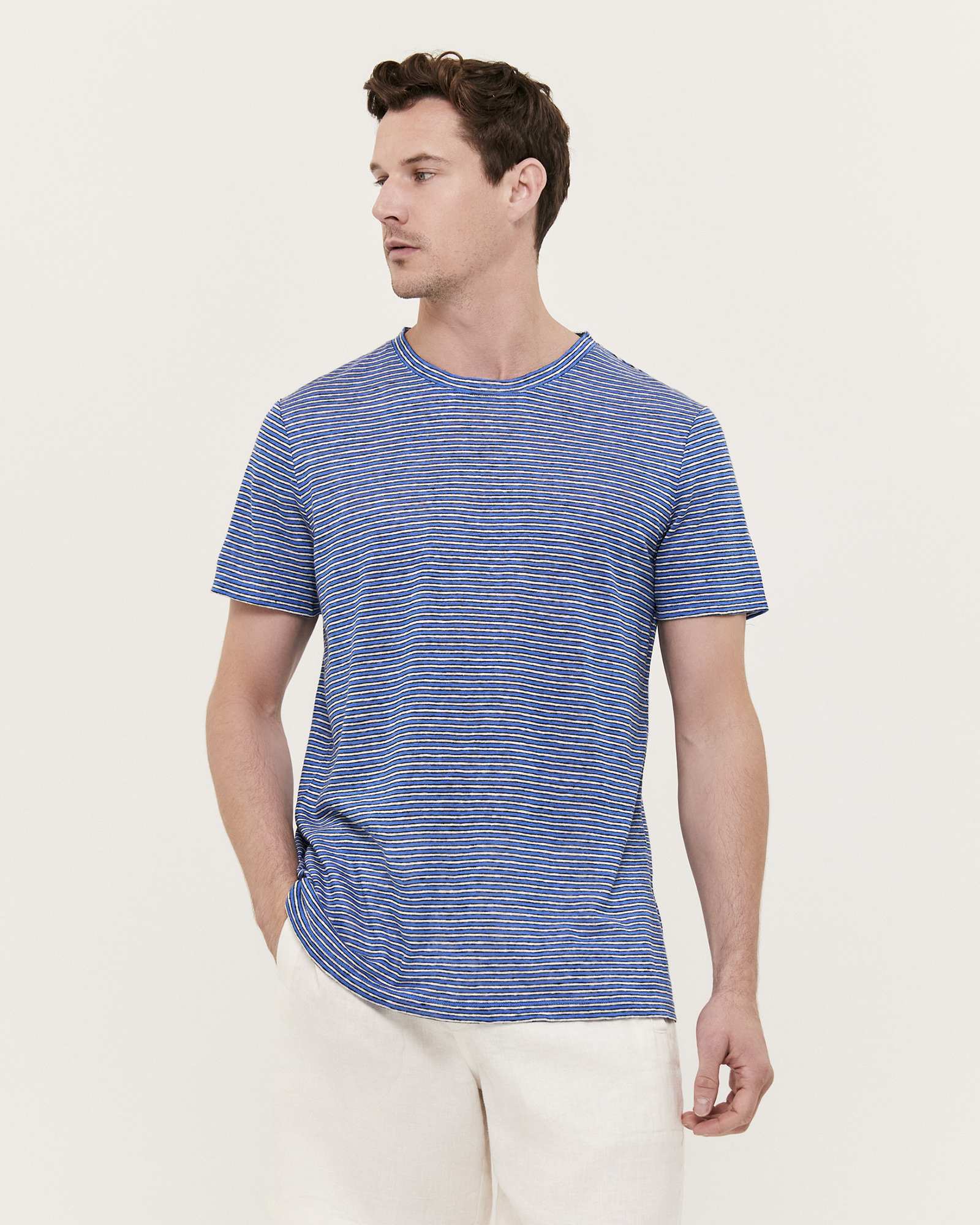 Otto Short Sleeve Stripe Linen Tee