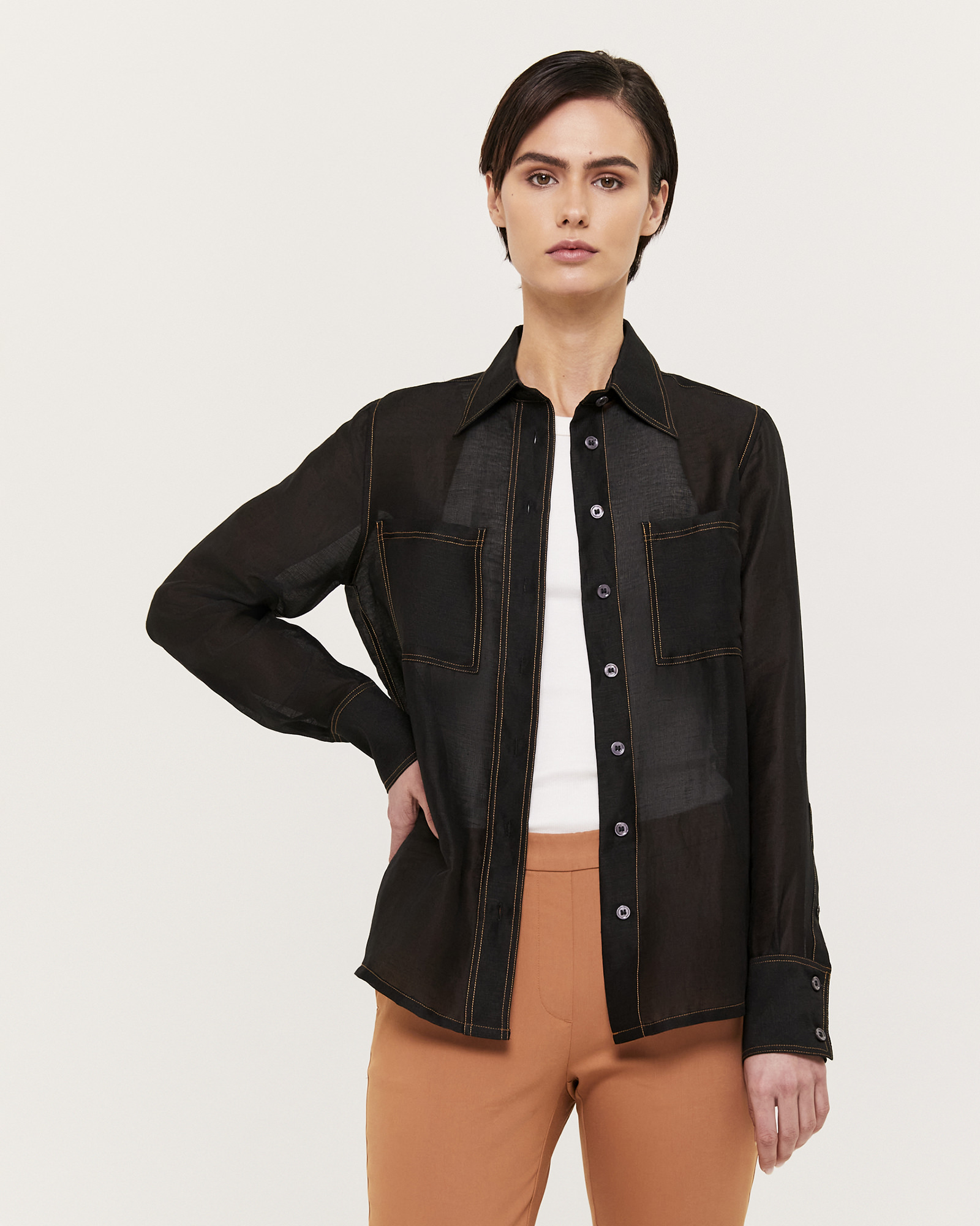 Nina Silk Linen Pocket Shirt