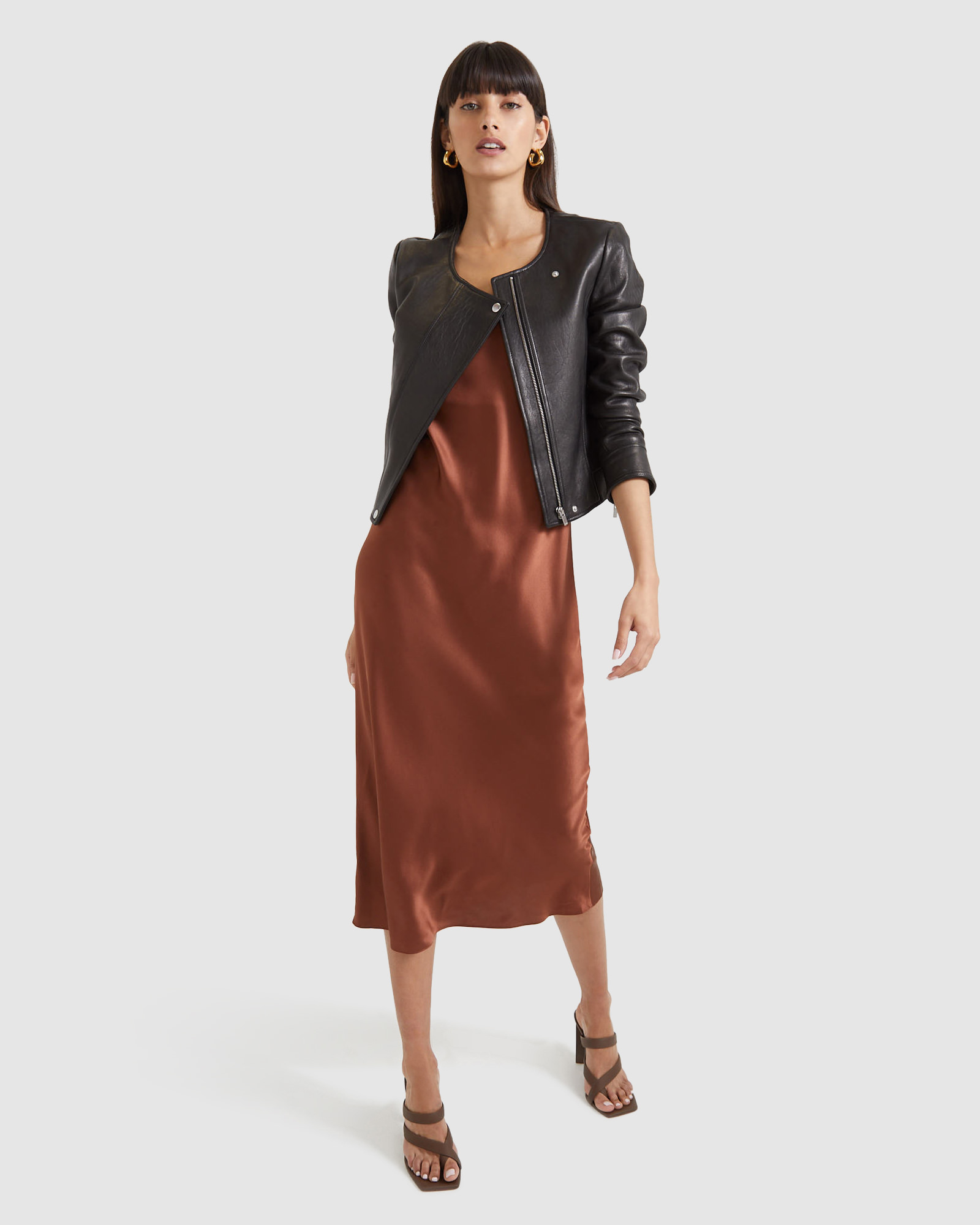 Lilia Leather Cropped Jacket