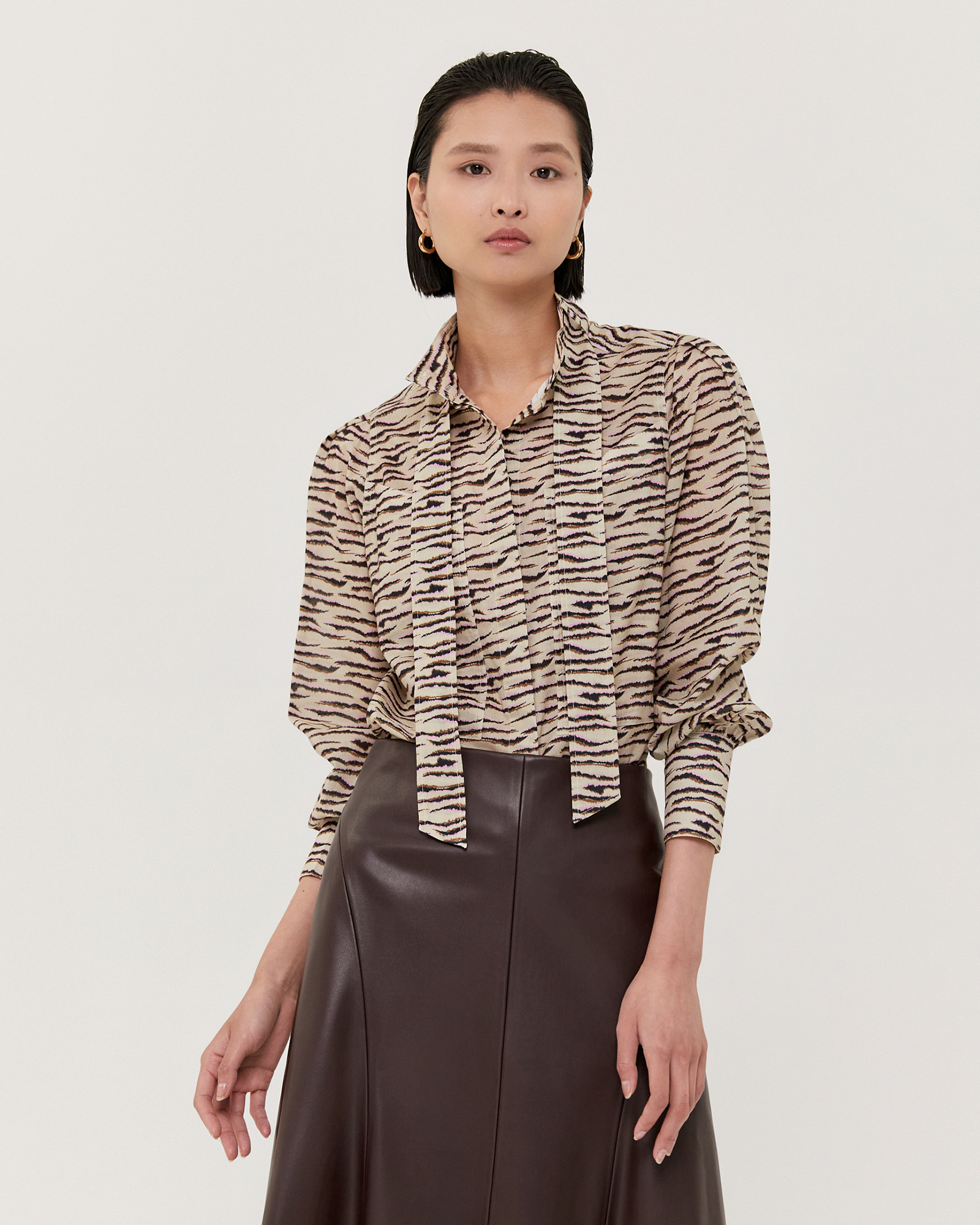 Zeina Long Sleeve Pussy Bow Shirt