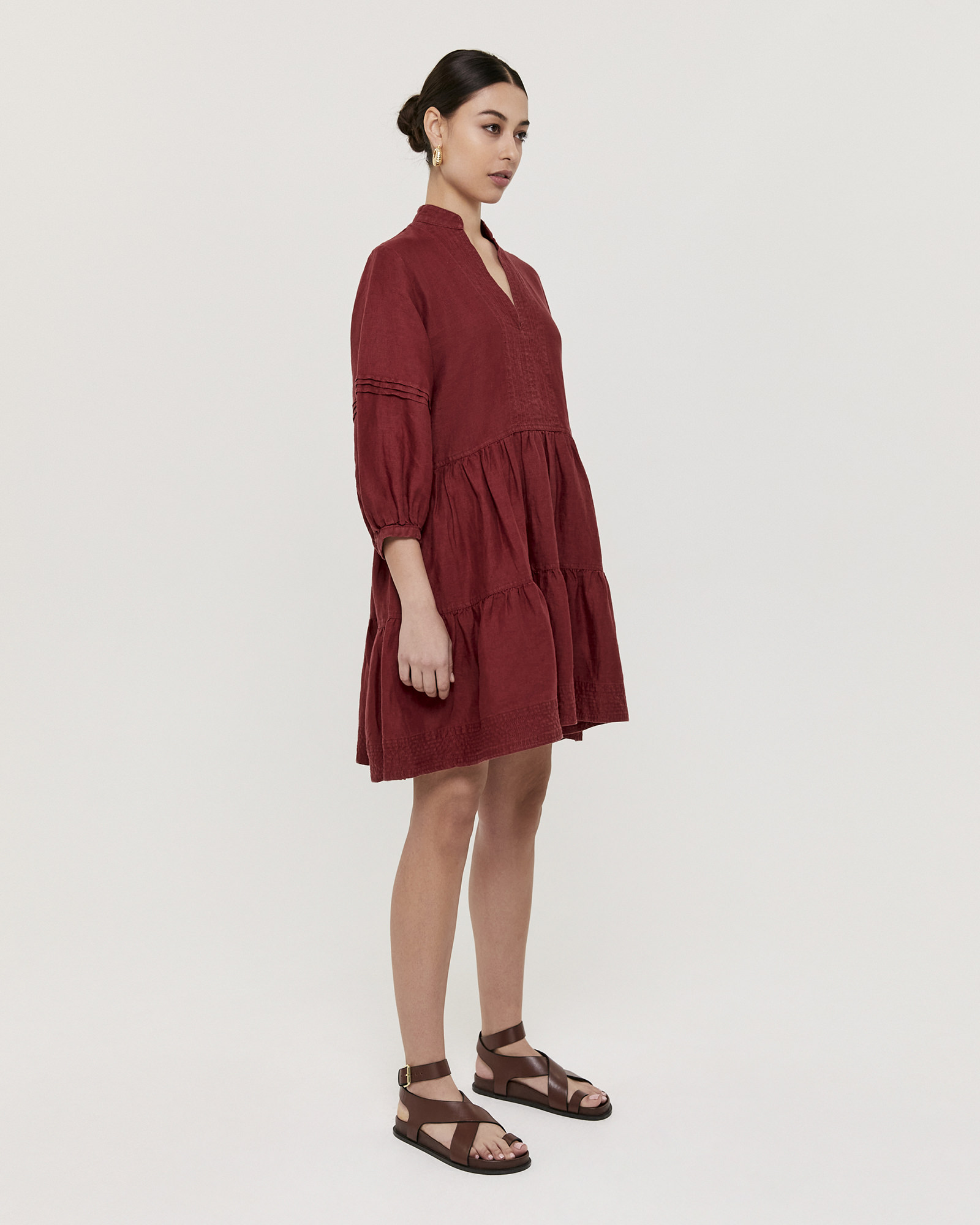 Lila Linen Puff Sleeve Mini Dress