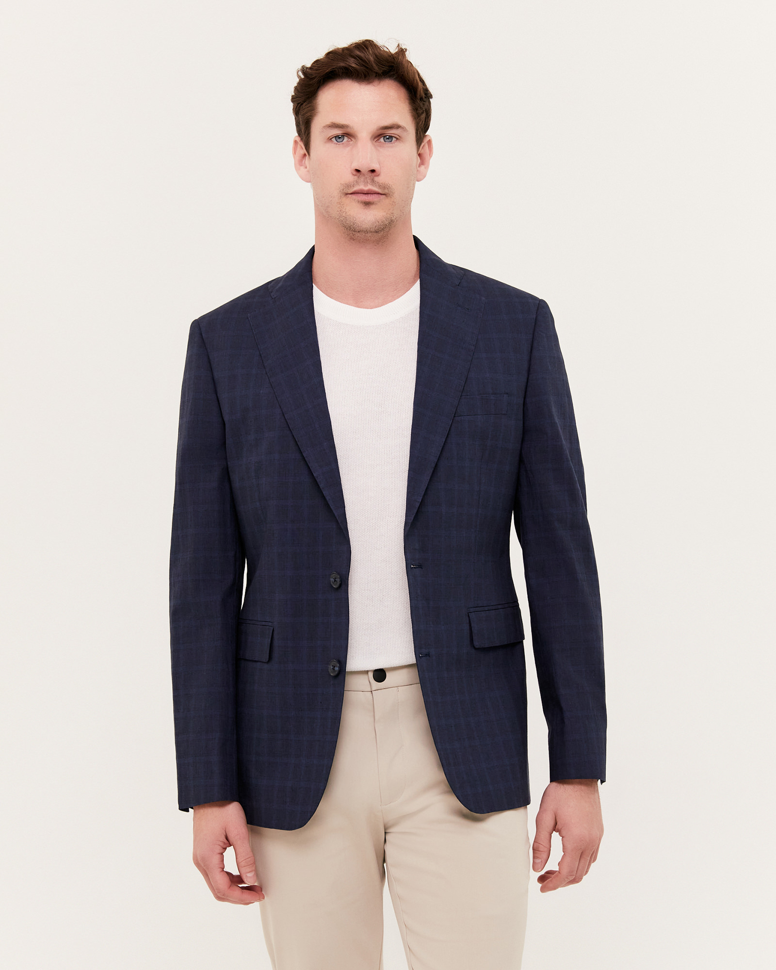 Wick Cotton Linen Check Blazer