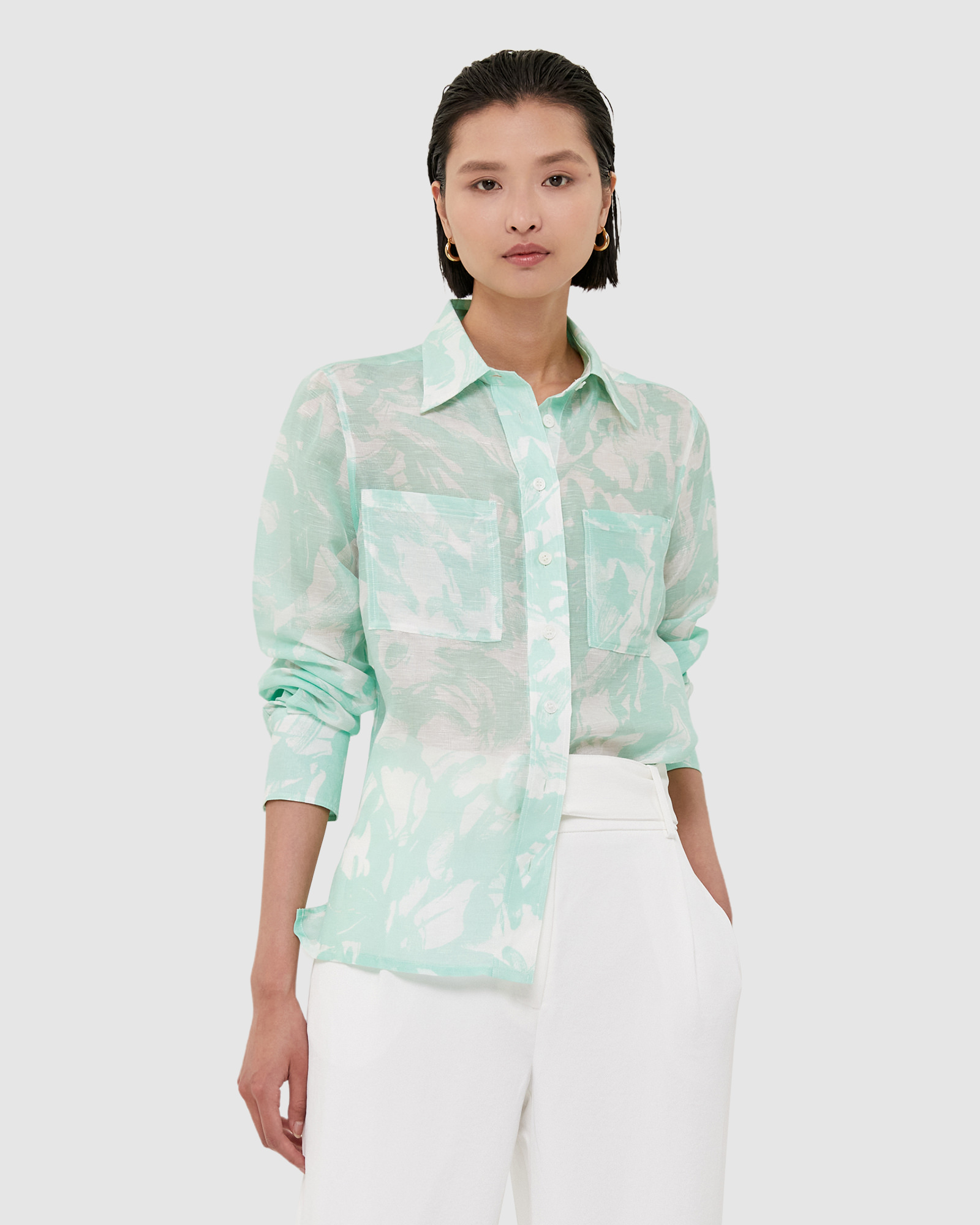 Nina Silk Linen Pocket Shirt