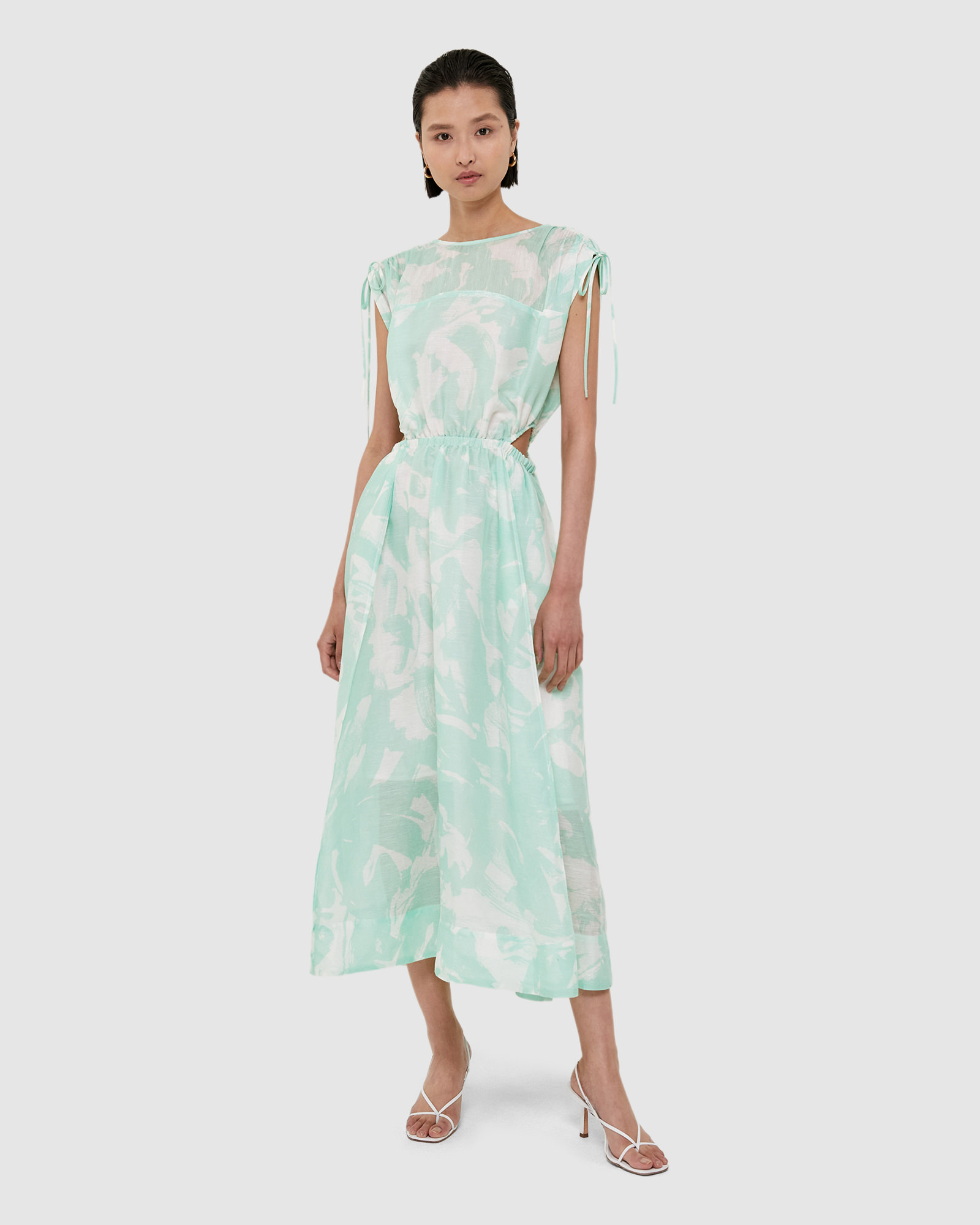 Nina Silk Linen Cut Out Midi Dress