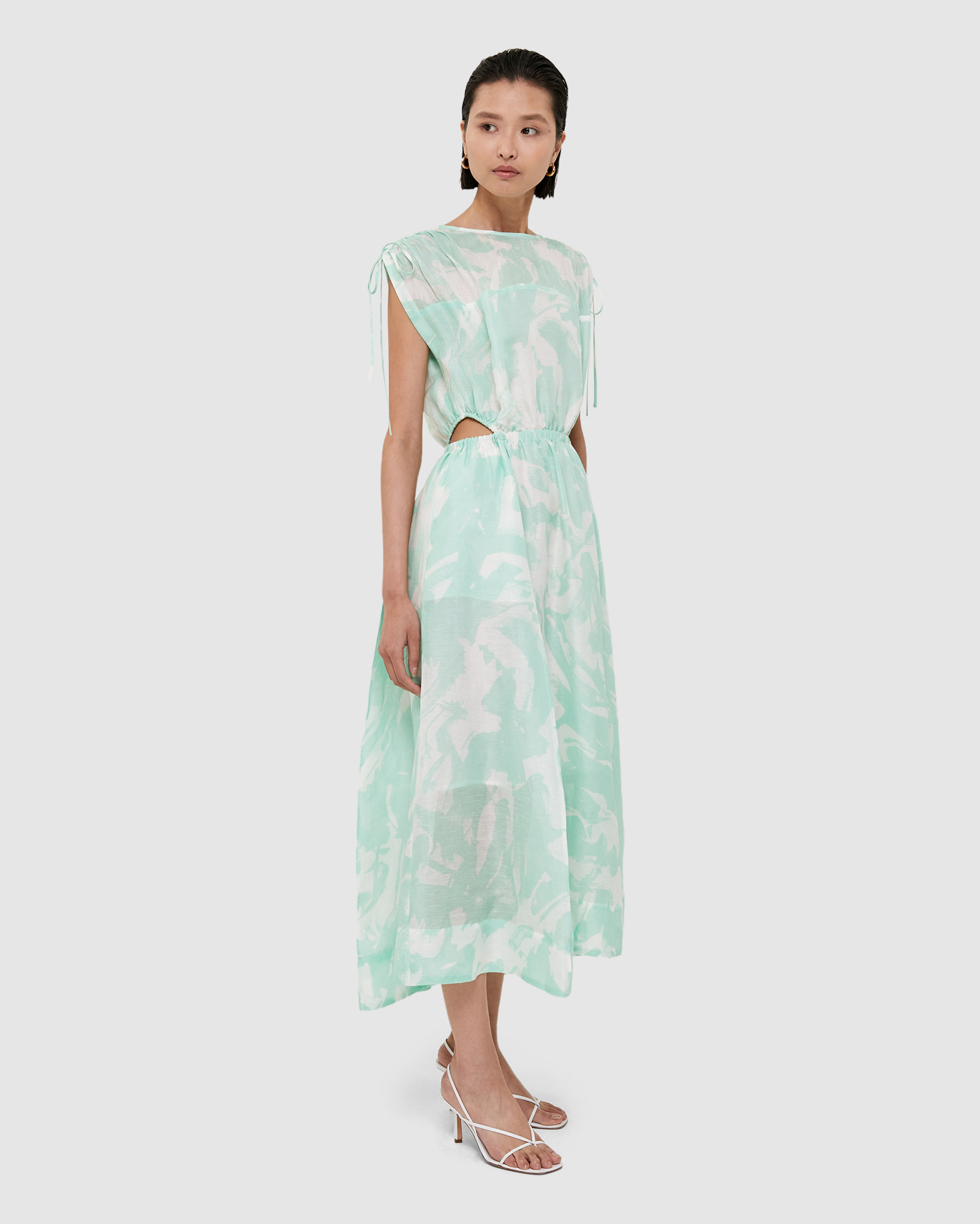 Nina Silk Linen Cut Out Midi Dress