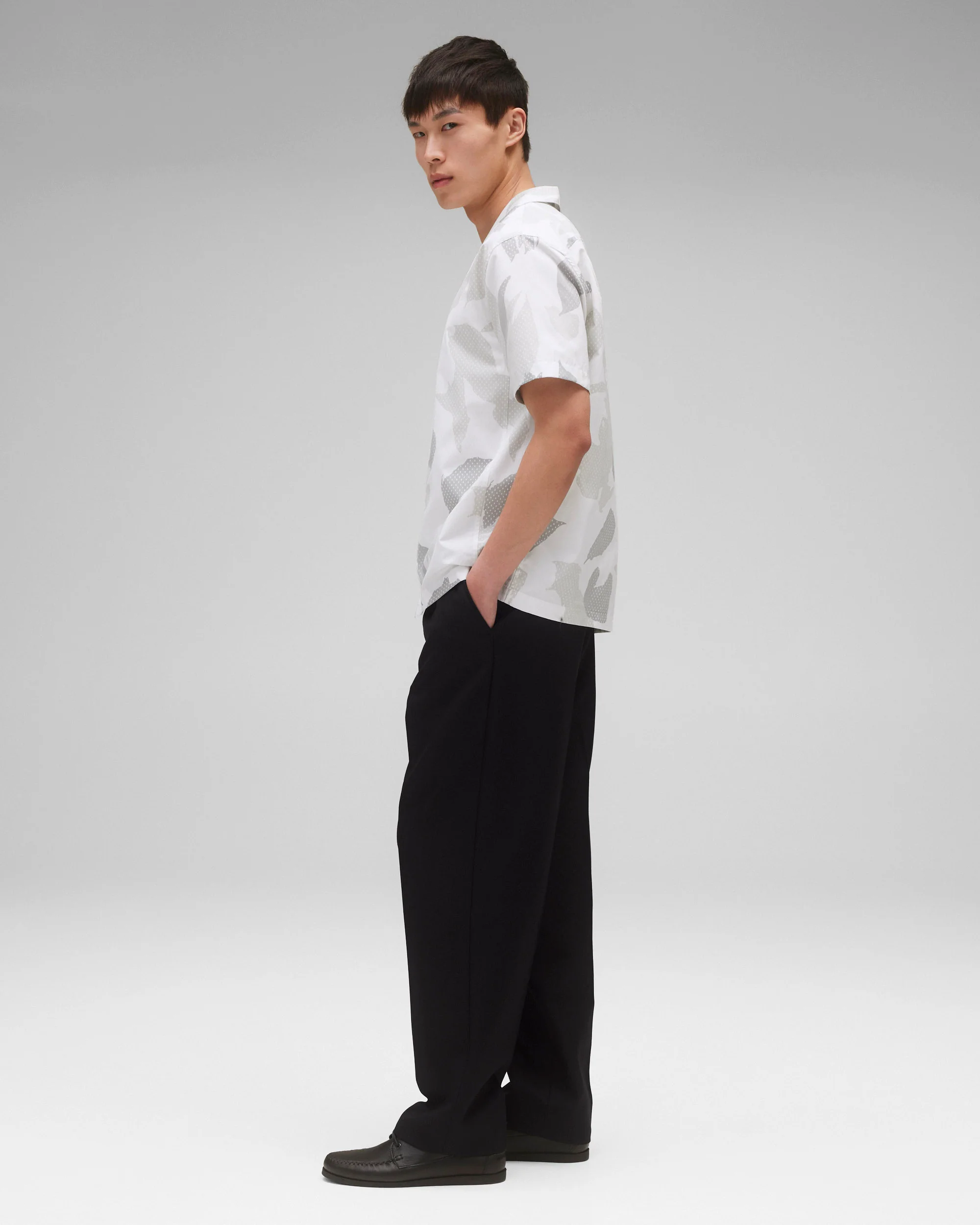 Cotton Poplin Botanical Relaxed Camp Shirt