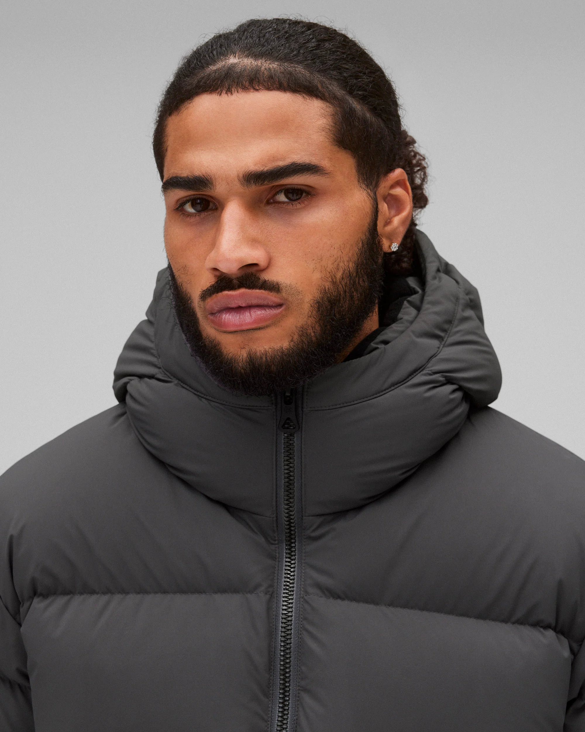 Matte Ripstop Franchise Hooded Down Jacket