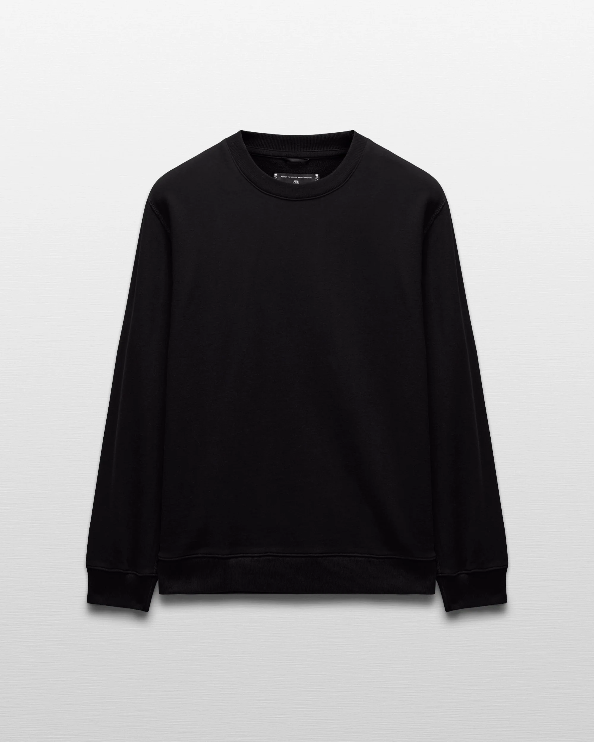 Kyoto Black Midweight Terry Slim Crewneck