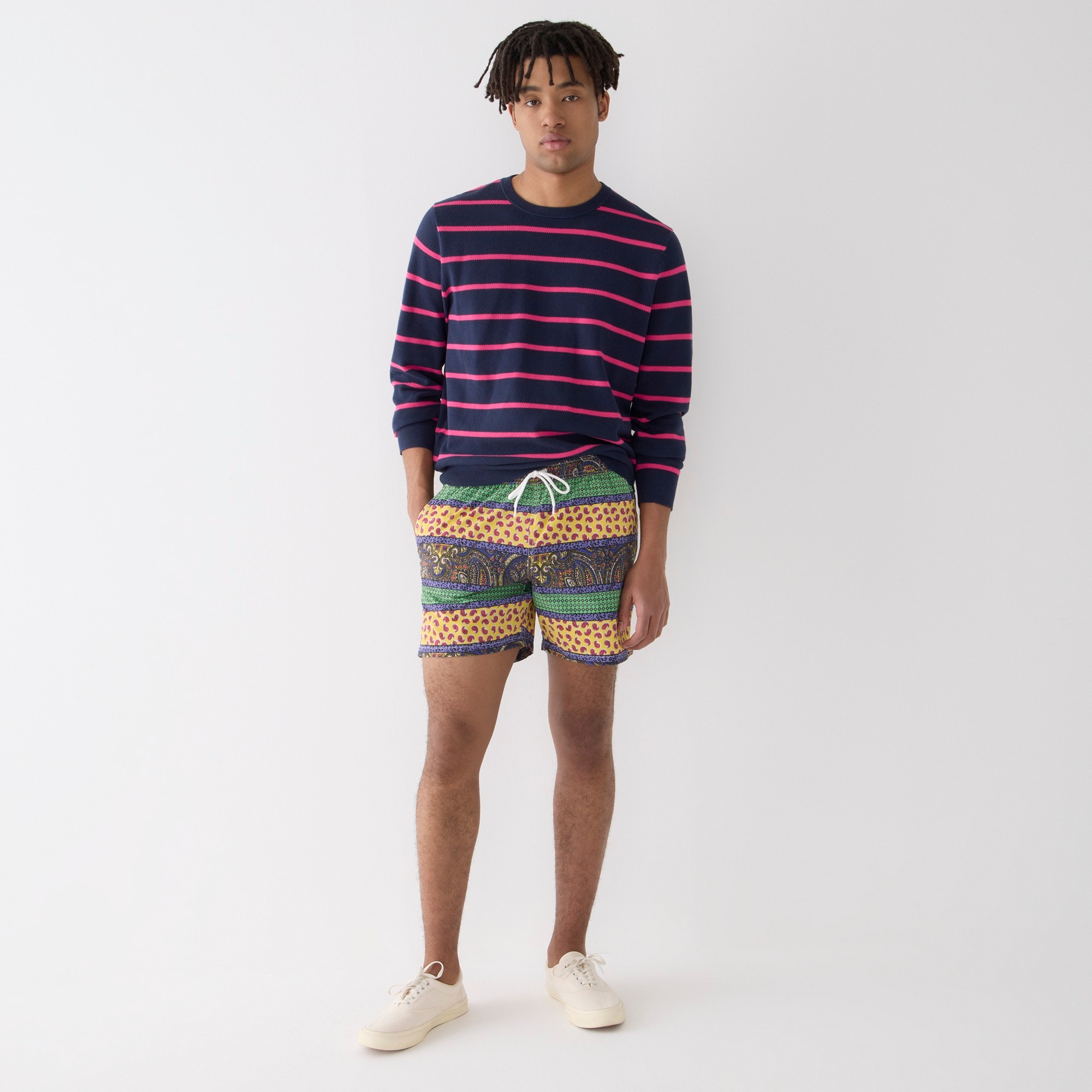 6" stretch swim trunk in print with ECONYL® nylon