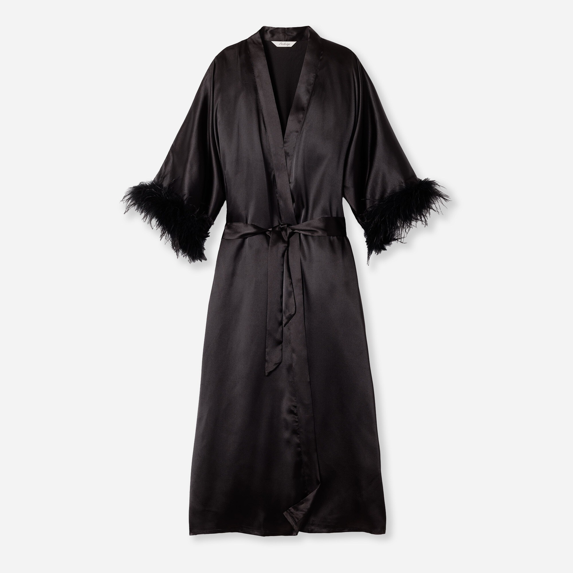 Petite Plume women's silk robe with feathers