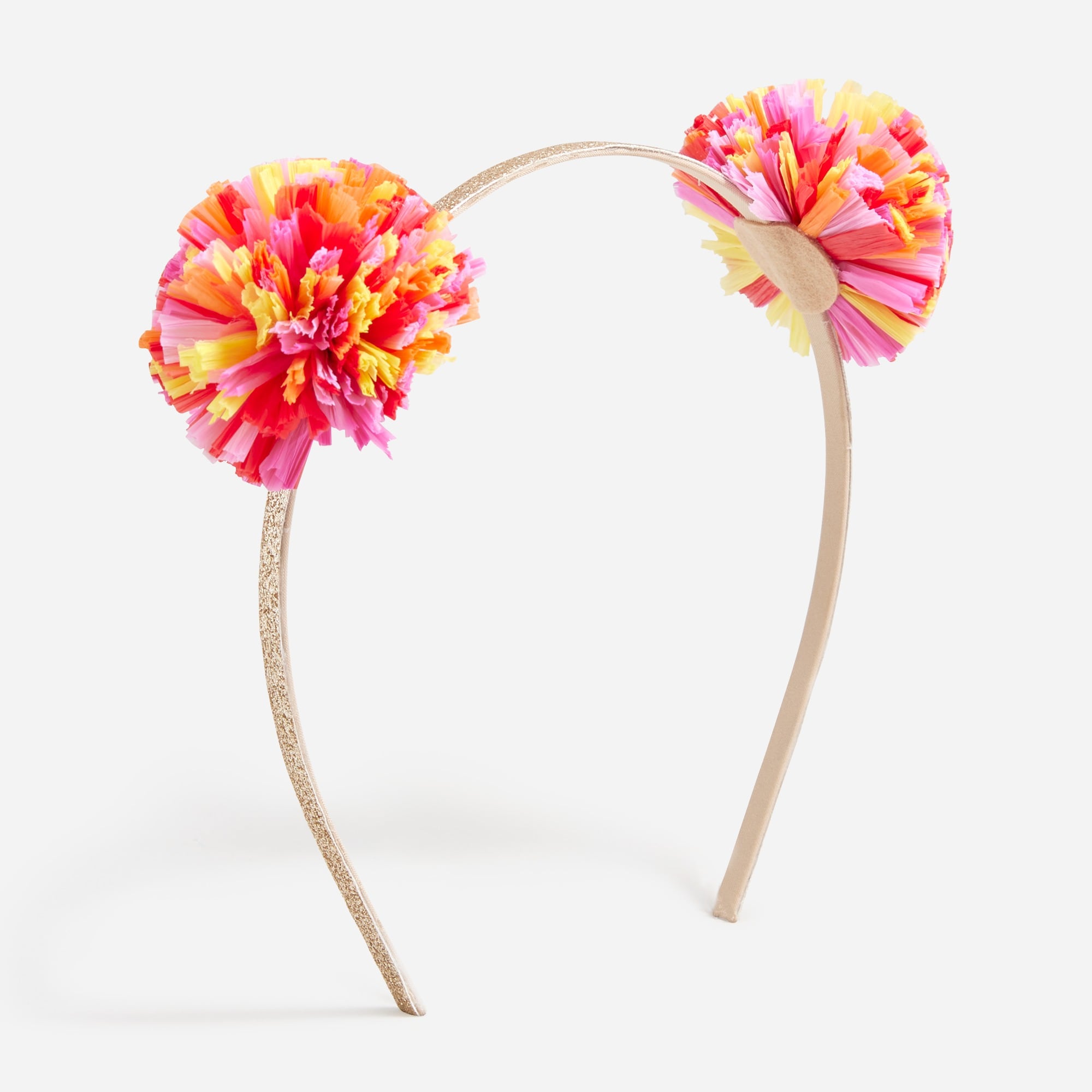 Girls' straw pom-pom headband
