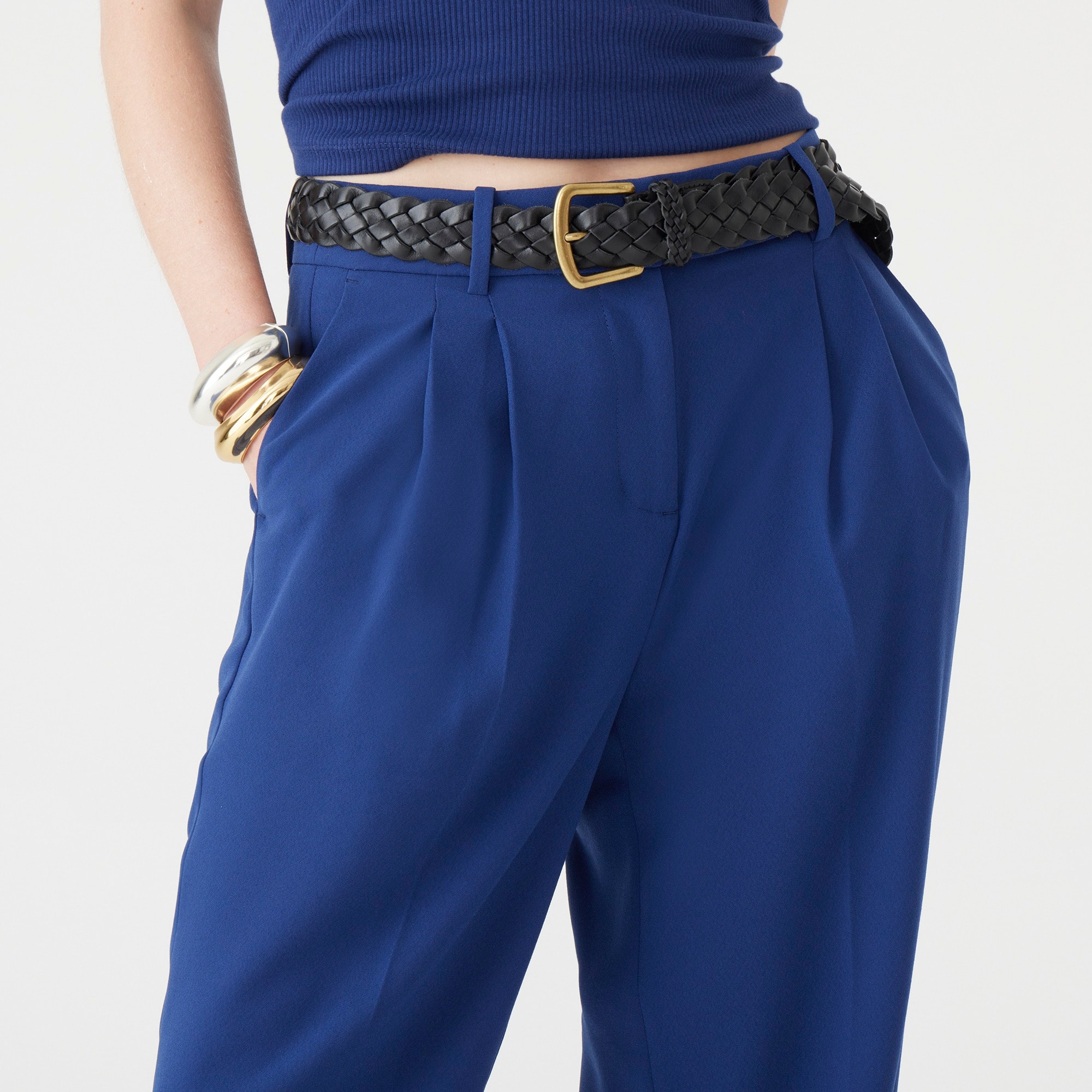 Wide-leg essential pant in city crepe