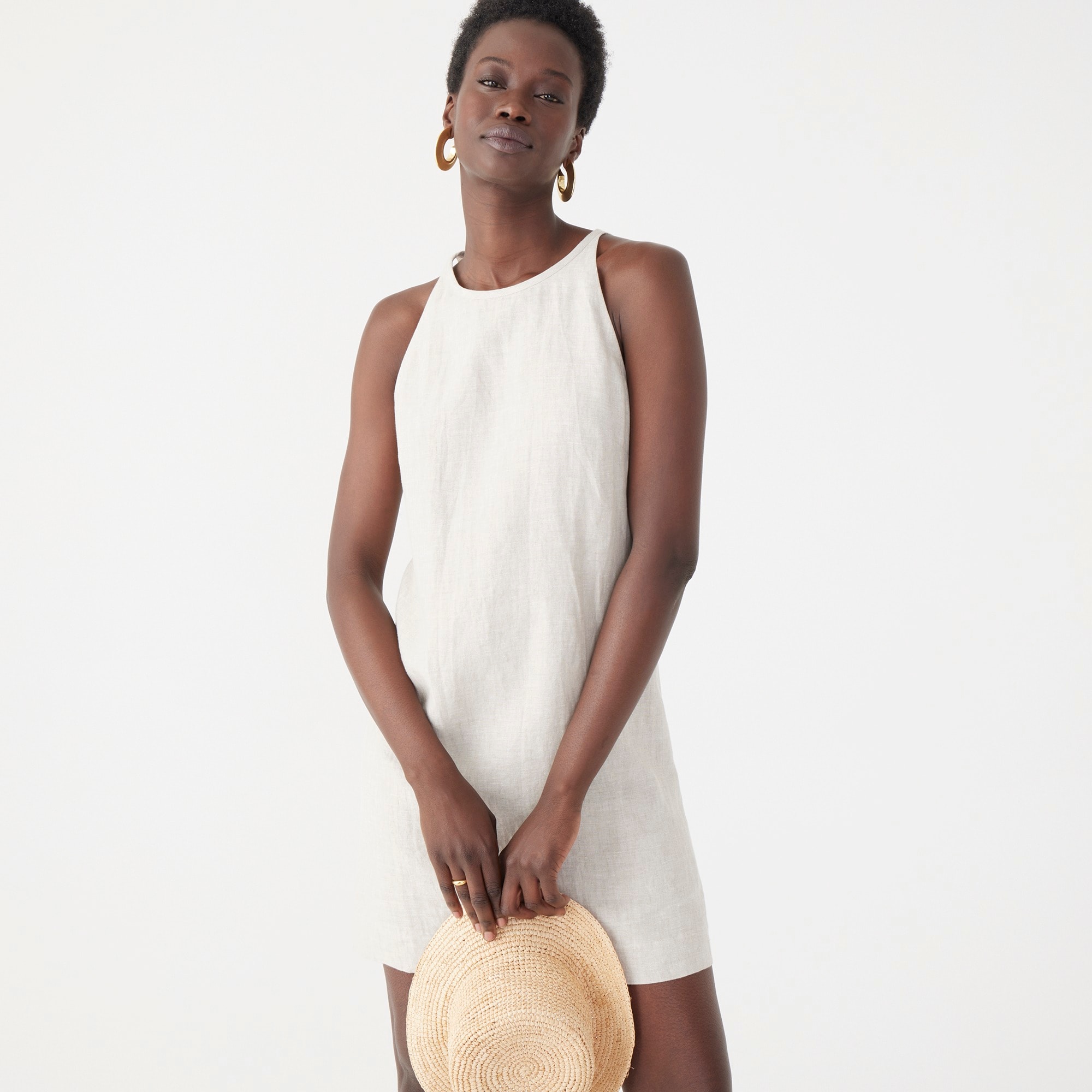Maxine high-neck shift dress in linen