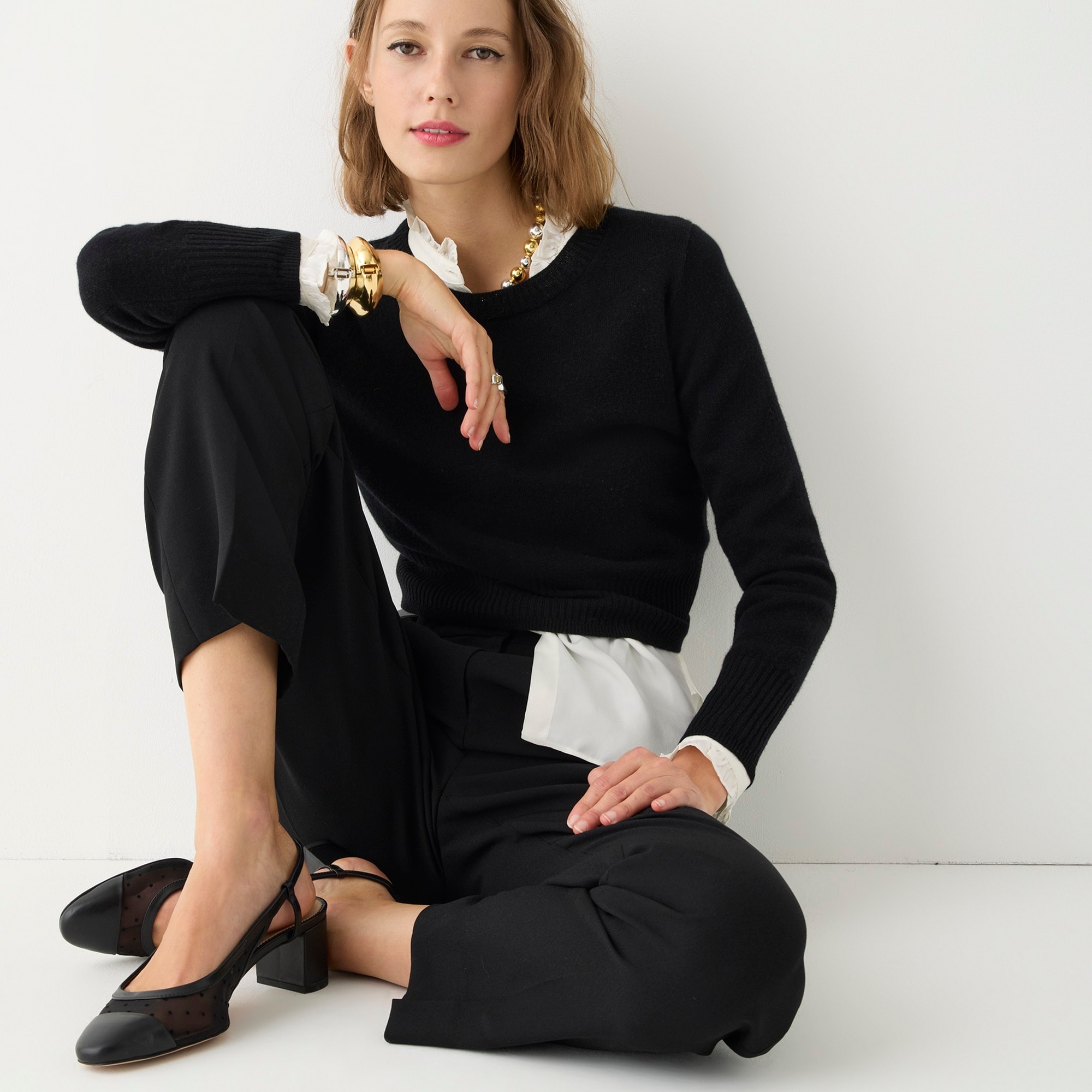Drapey ruffle-trim shirt