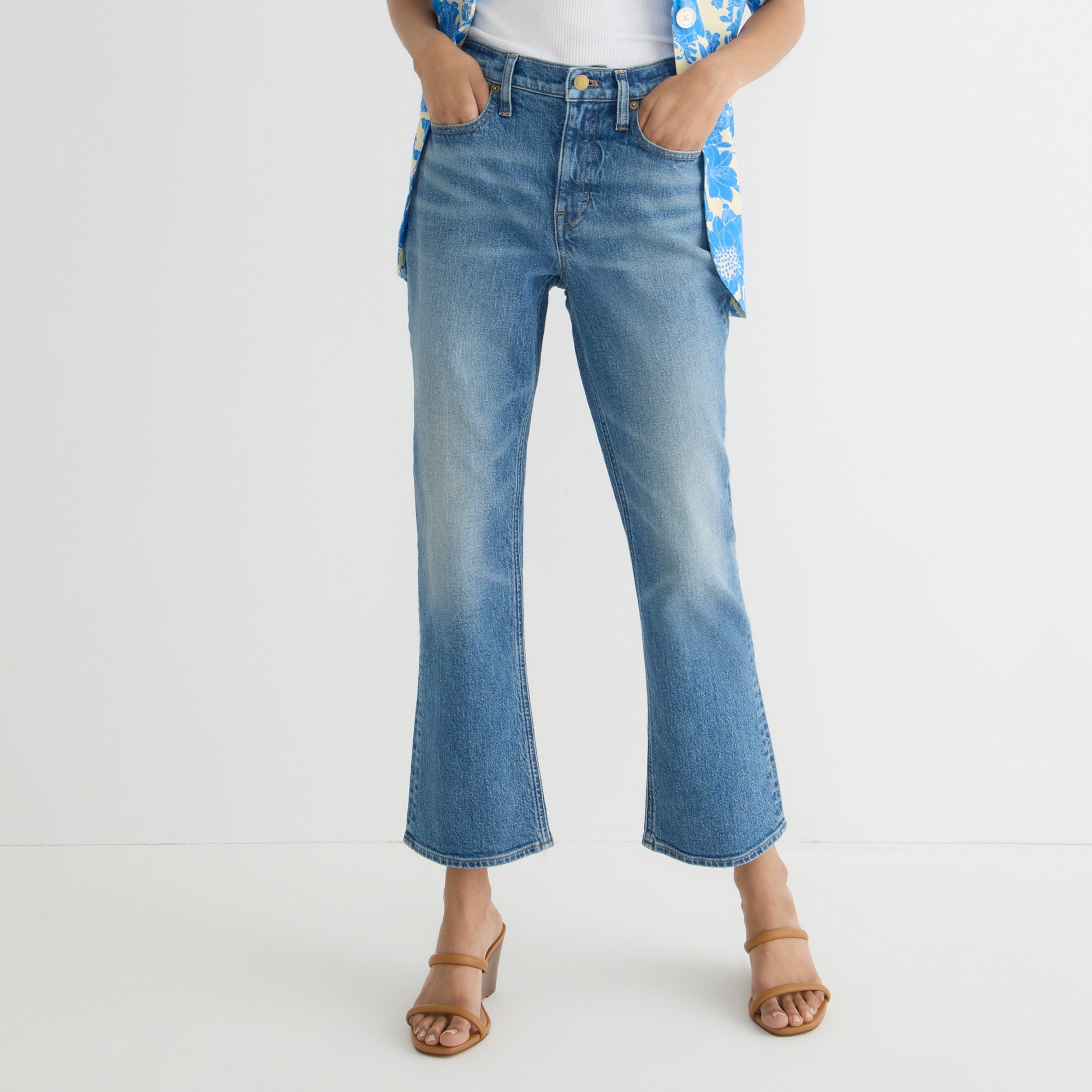 10" demi-boot crop jean in Flora wash