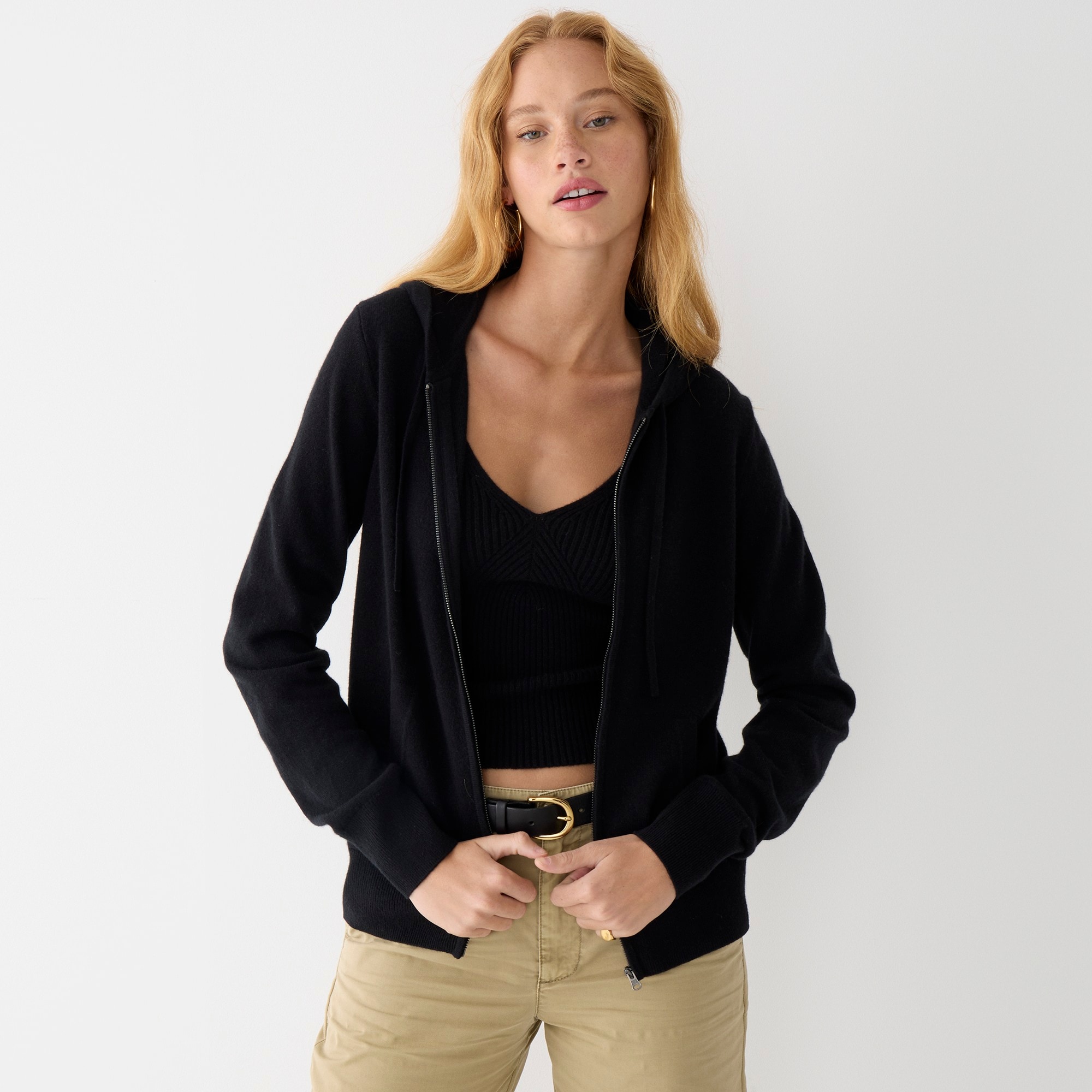Cashmere full-zip sweater-hoodie