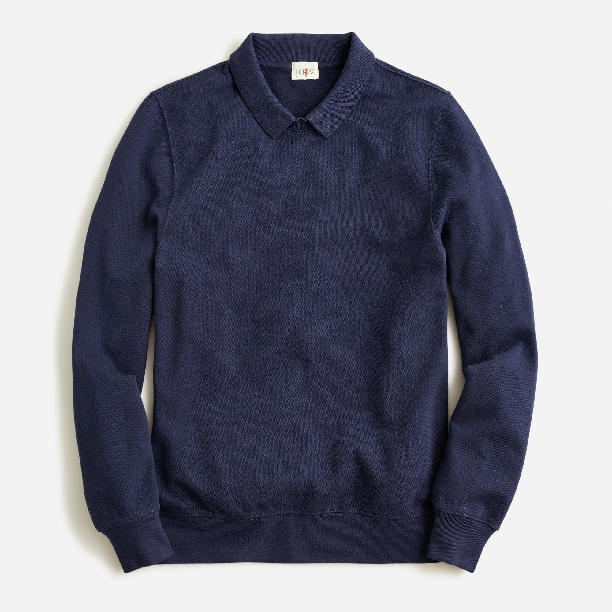 Piqué fleece collared sweatshirt