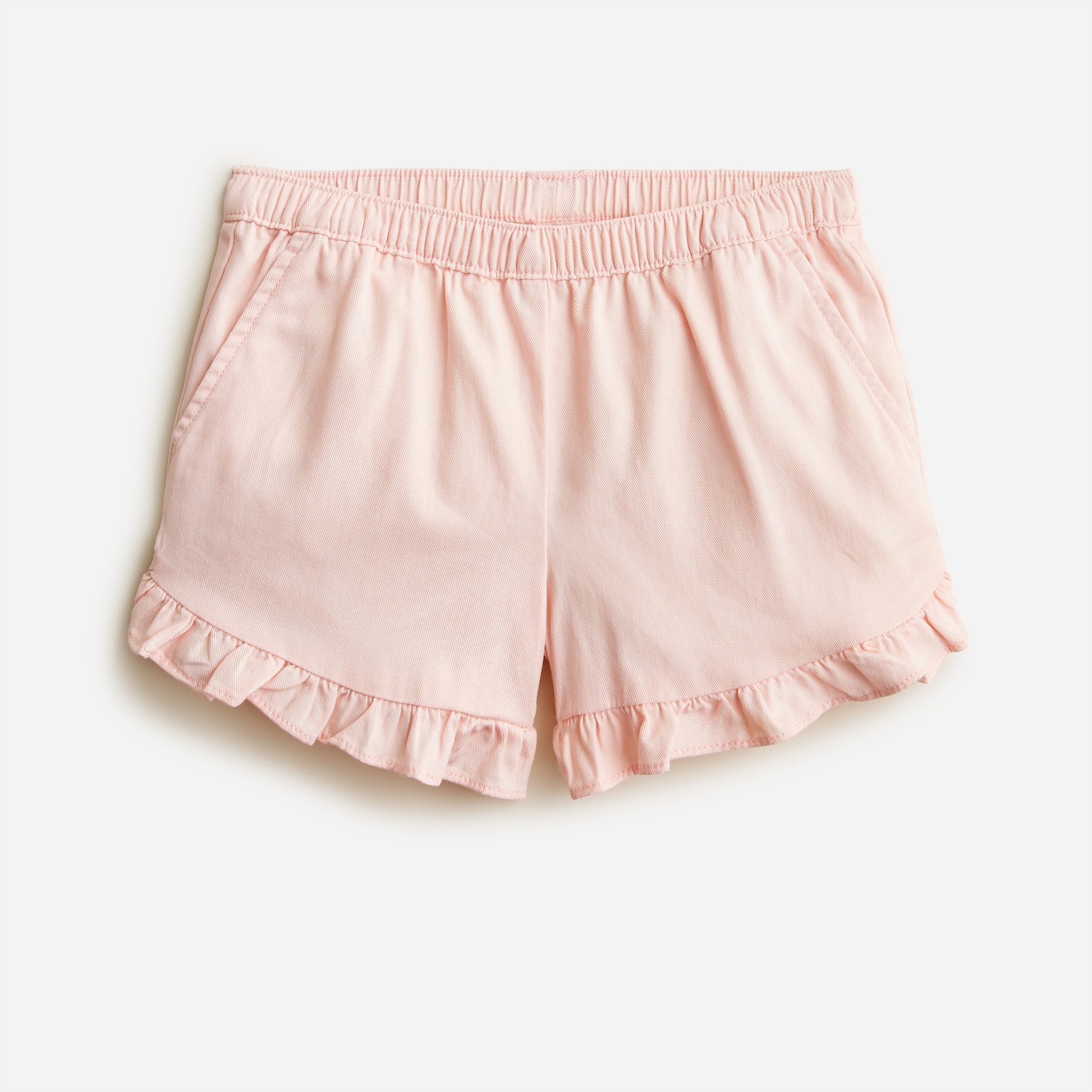 Girls' ruffle pull-on short in soft chino