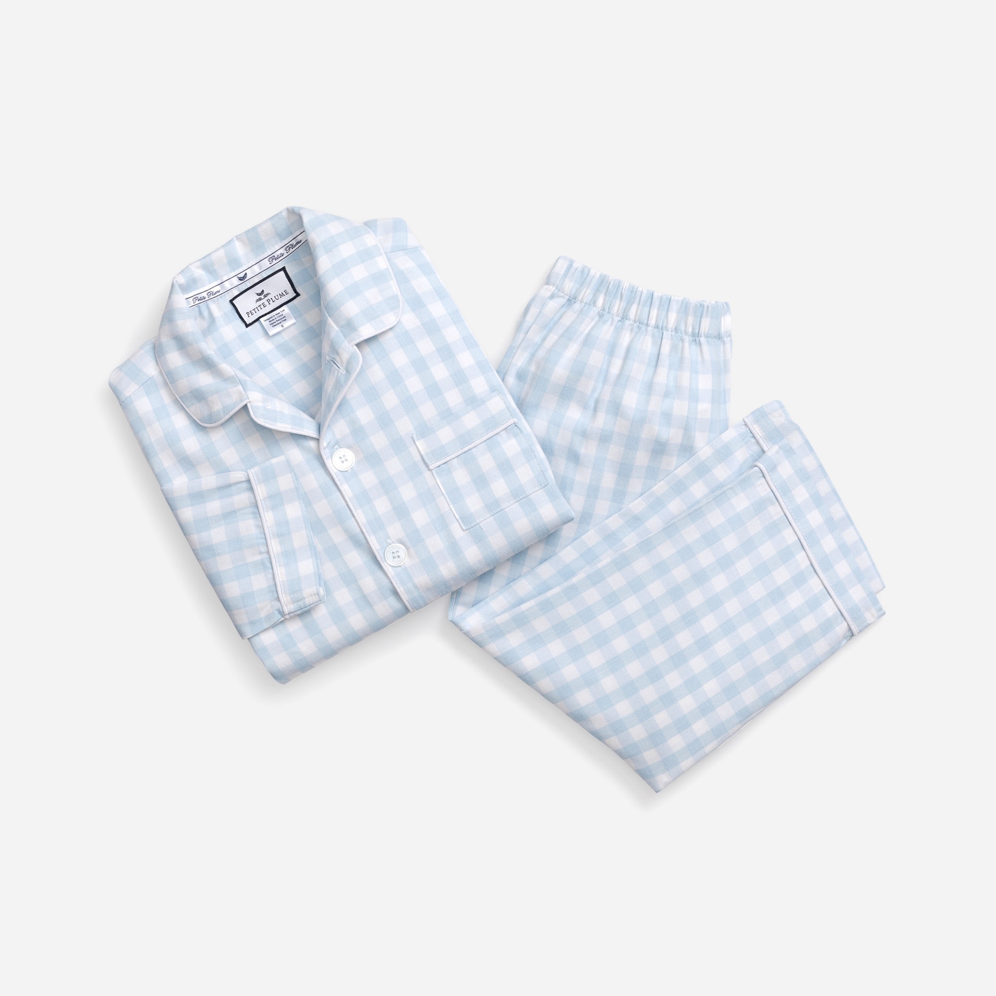 Petite Plume kids' pajama set in french ticking