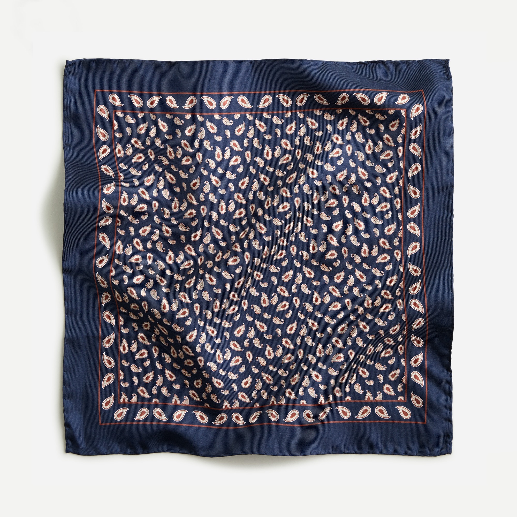 Italian silk pocket square in blue paisley