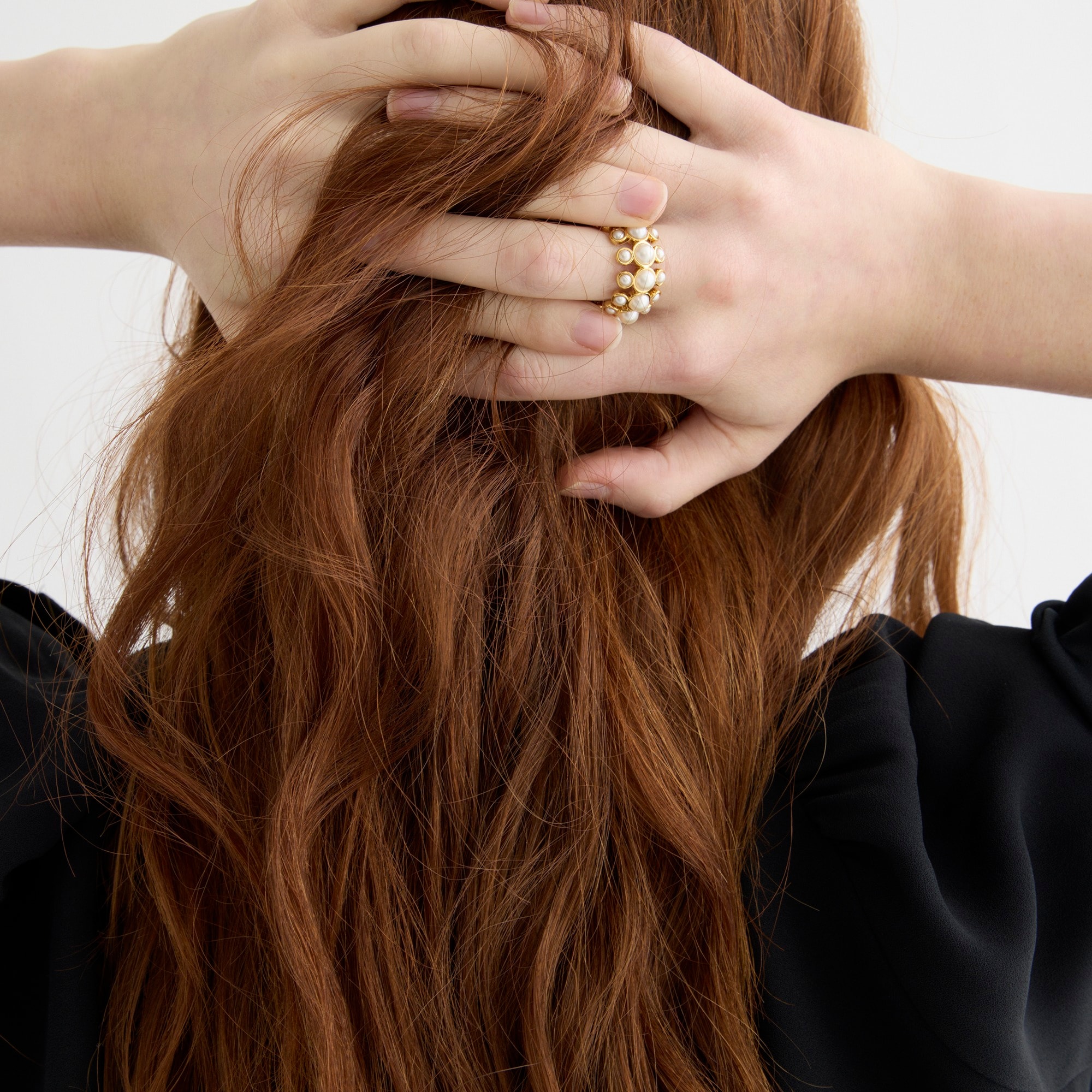Layered pearl ring