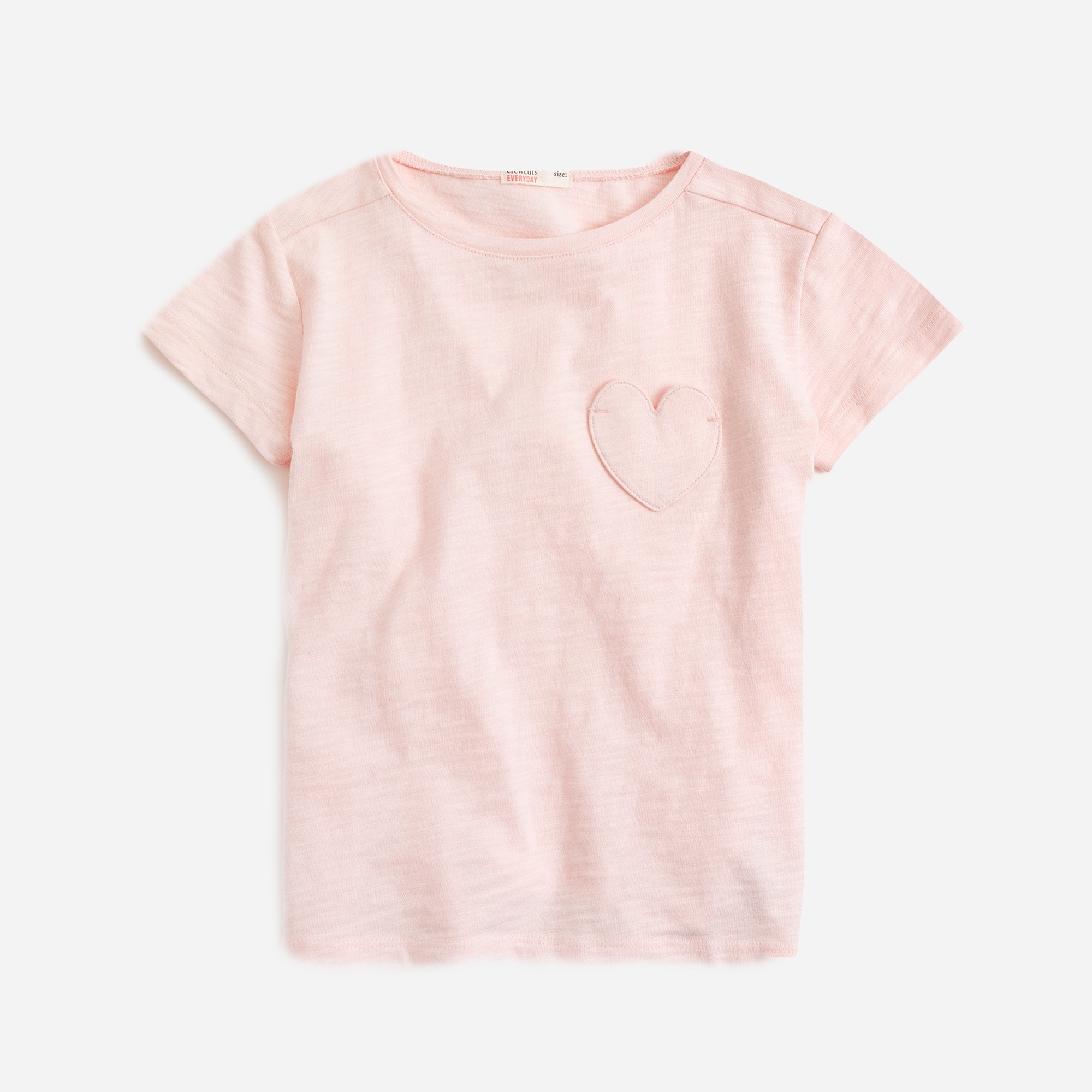 Girls' short-sleeve heart-pocket T-shirt