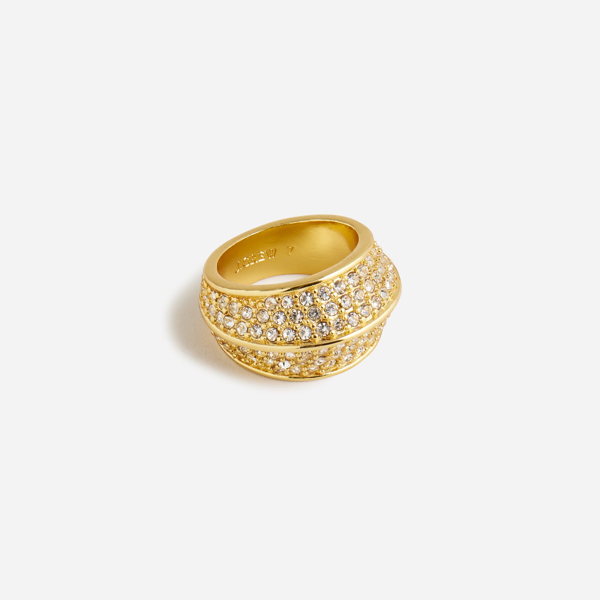 Angular ring with pavé crystals