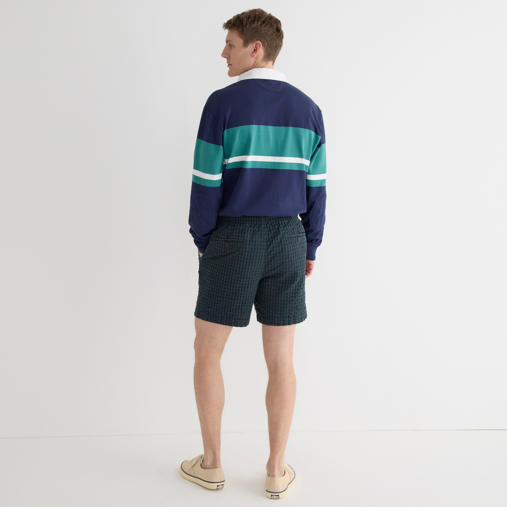 6" dock short in stretch seersucker