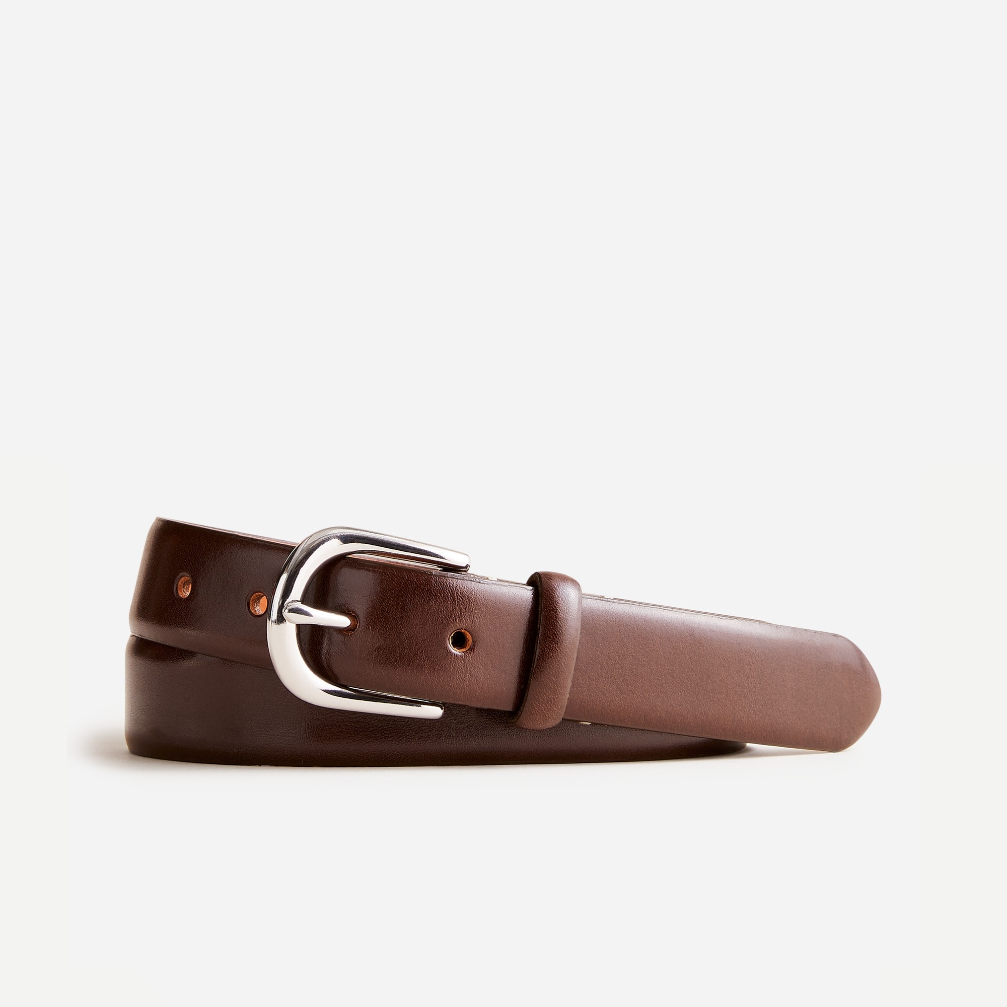Leather round-buckle dress belt