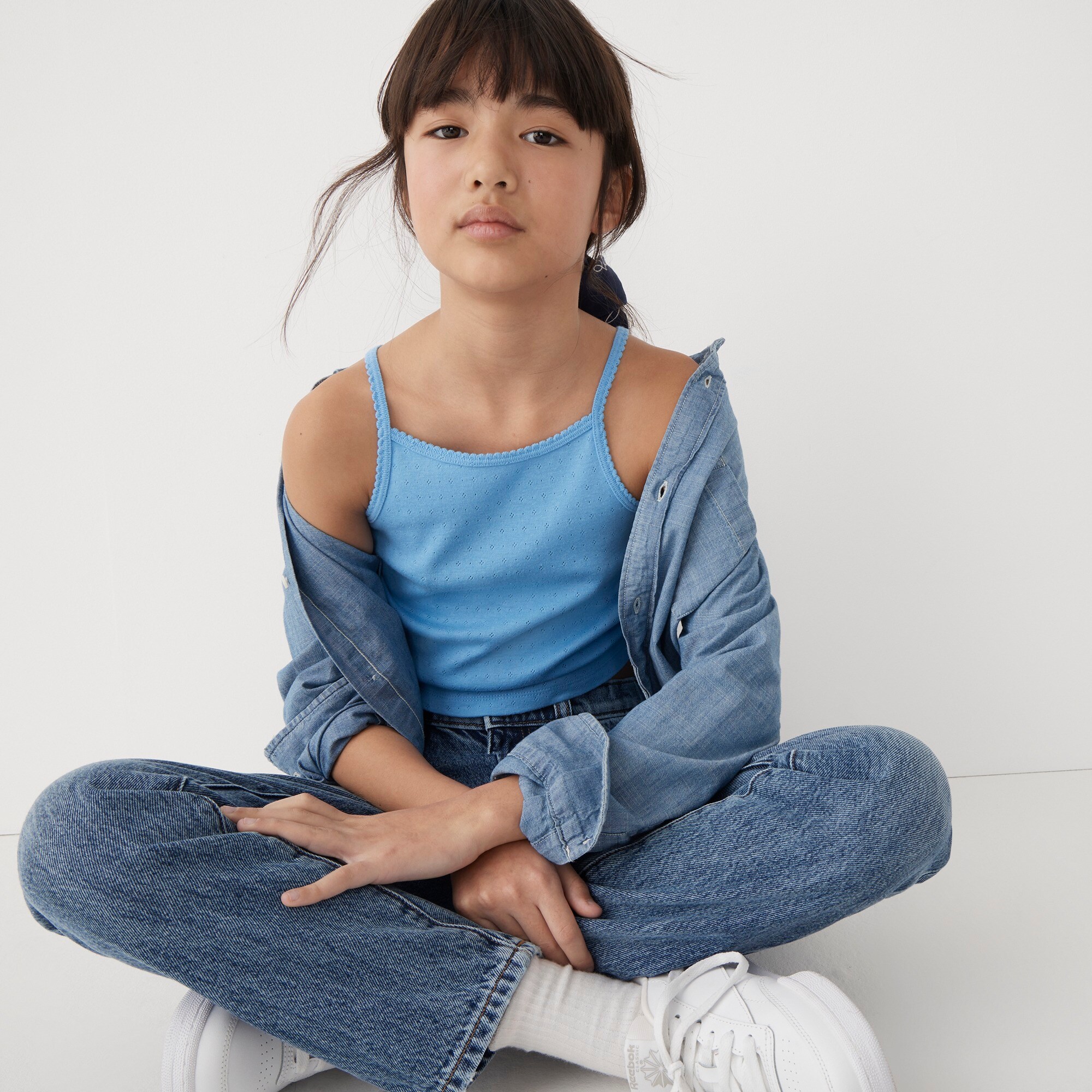 Girls' pointelle tank top